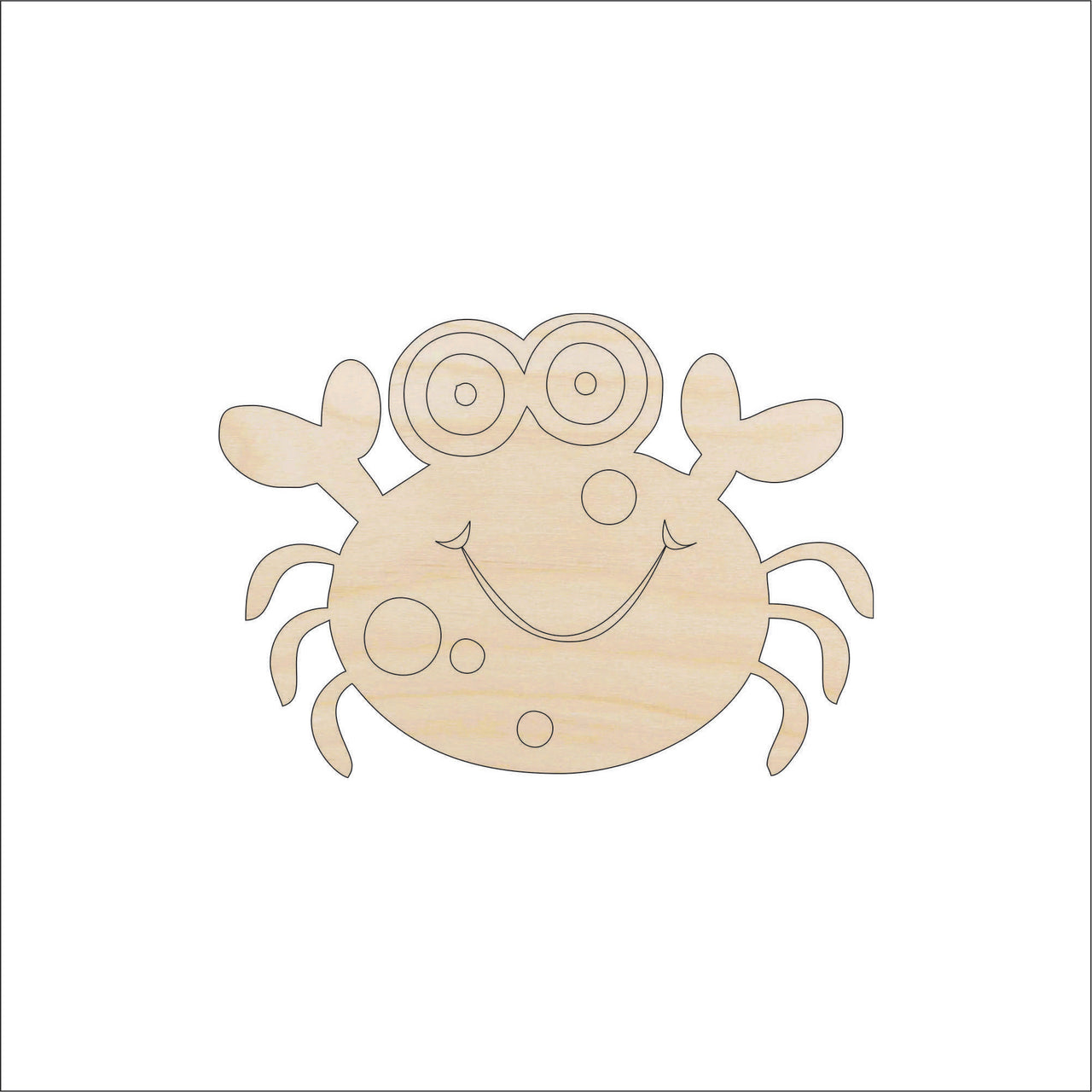 Crab Wood Craft Shape - Laser Cut Baltic Birch Unfinished DIY Wood Art Supplies SEA113 - The Wood Shape Store