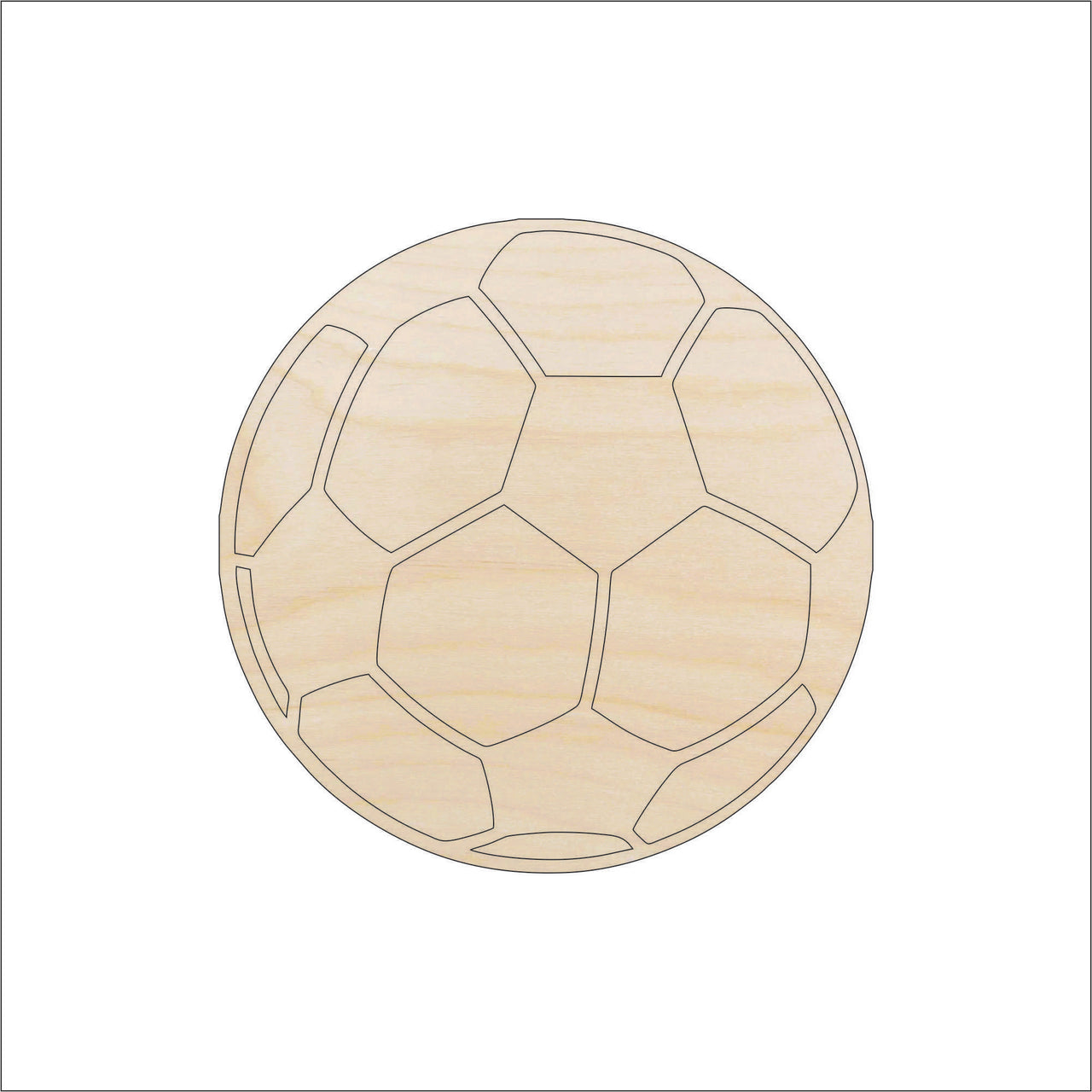Soccer Ball Wood Craft Shape - Laser Cut Baltic Birch Unfinished DIY Wood Art Supplies SPT306 - The Wood Shape Store