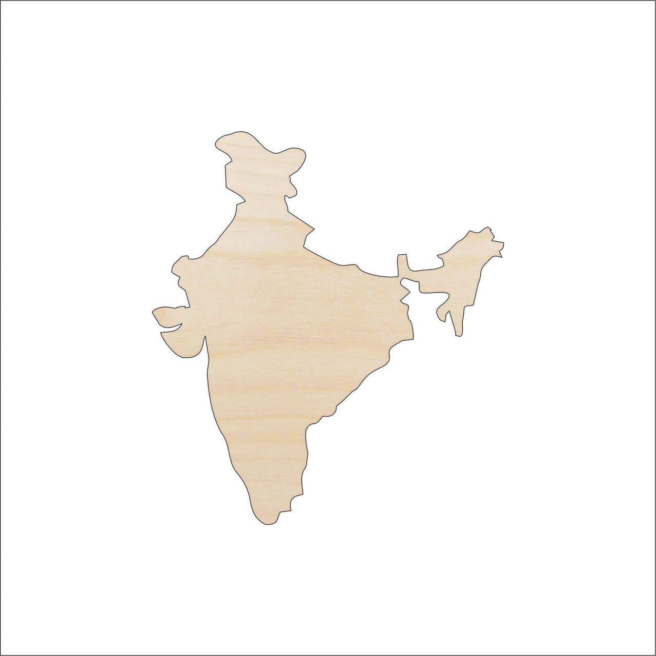 India Wood Craft Shape - Laser Cut Baltic Birch Unfinished DIY Wood Art Supplies WLD67 - The Wood Shape Store