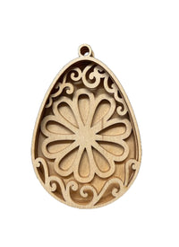 Easter Egg 3D Laser Cut Ornament – Baltic Birch Wood Craft Supplies | DIY Wood Ornament Kit ES30 - The Wood Shape Store