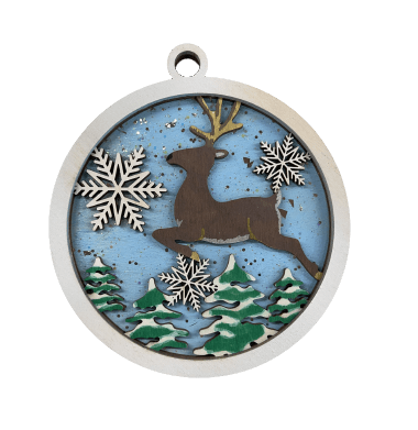 Deer 3D Laser Cut Ornament – Baltic Birch Wood Craft Supplies | DIY Wood Ornament Kit AN5 - The Wood Shape Store