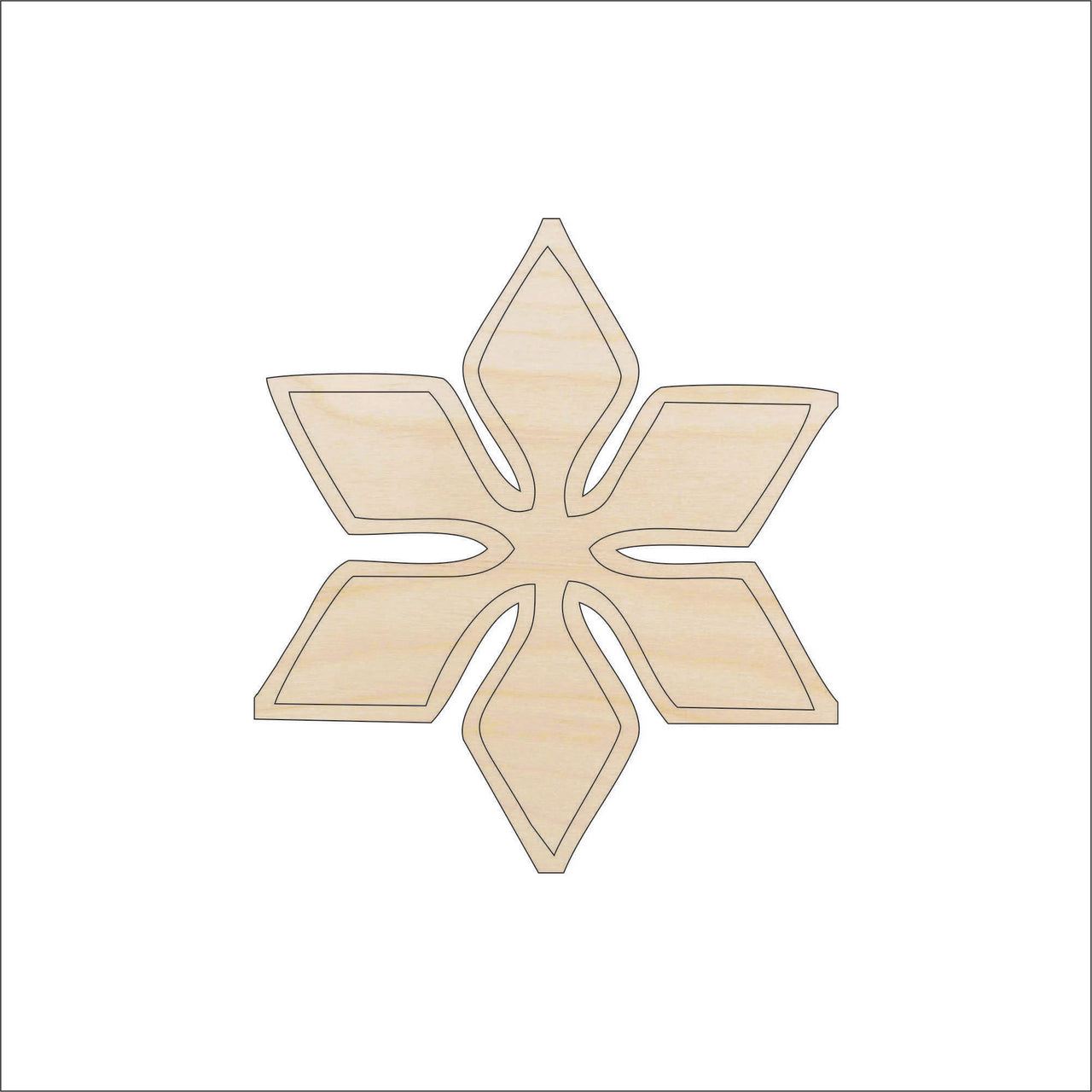 Snowflake Wood Craft Shape - Laser Cut Baltic Birch Unfinished DIY Wood Art Supplies SNW39 - The Wood Shape Store