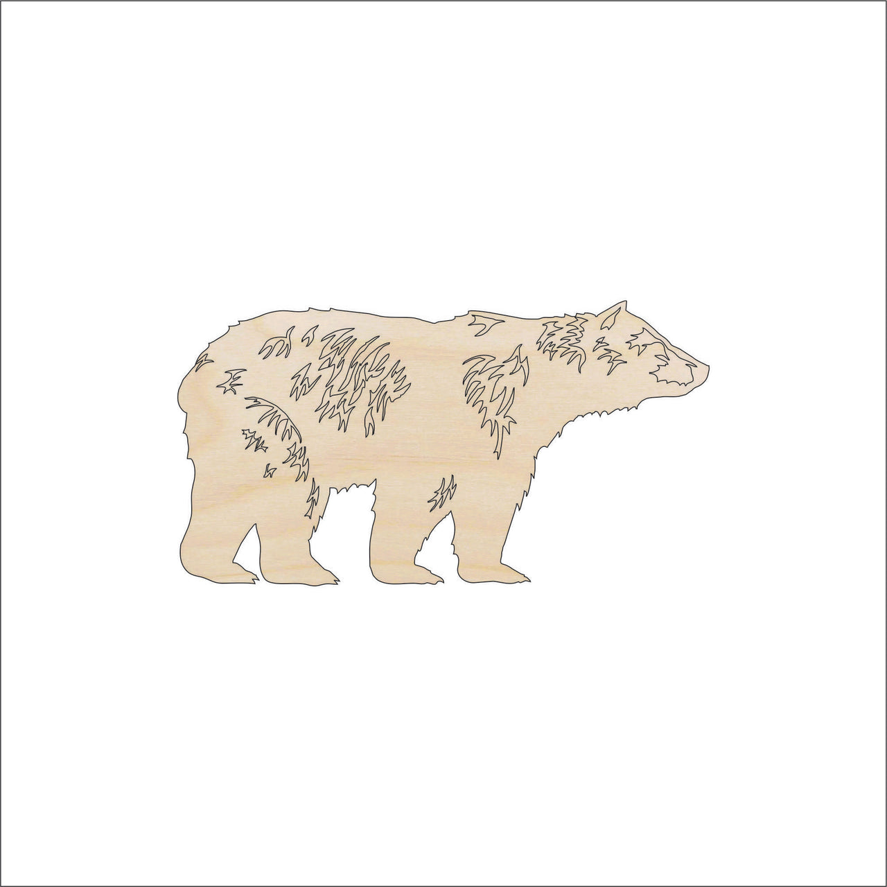 Bear Wood Craft Shape – Laser Cut Baltic Birch Unfinished DIY Wood Art Supplies BER10 - The Wood Shape Store