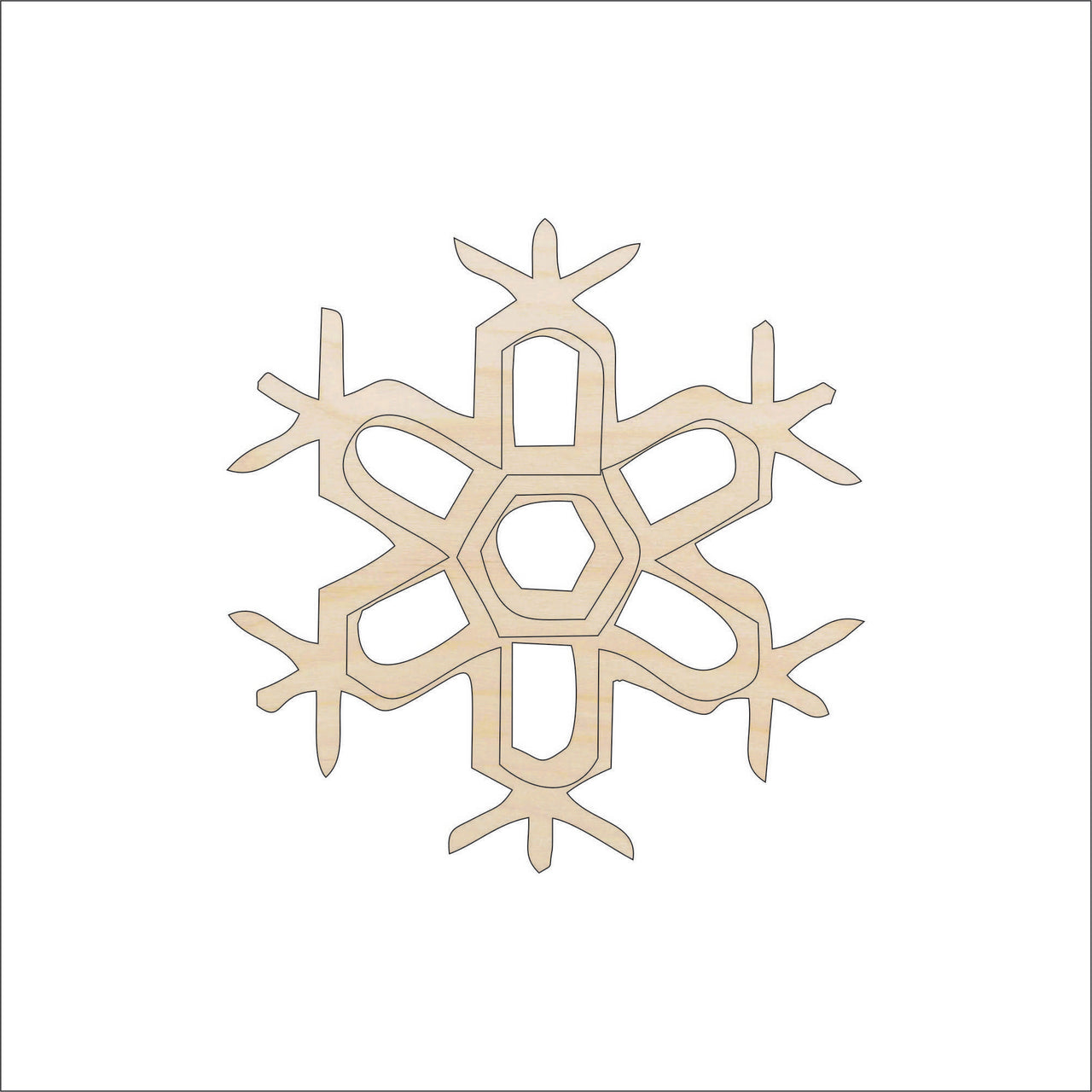 Snowflake Wood Craft Shape - Laser Cut Baltic Birch Unfinished DIY Wood Art Supplies SNW51 - The Wood Shape Store