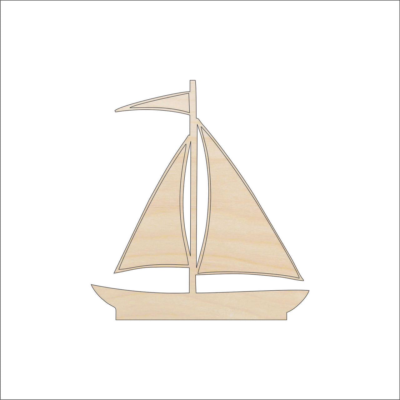Sailboat Wood Craft Shape - Laser Cut Baltic Birch Unfinished DIY Wood Art Supplies BOT11 - The Wood Shape Store