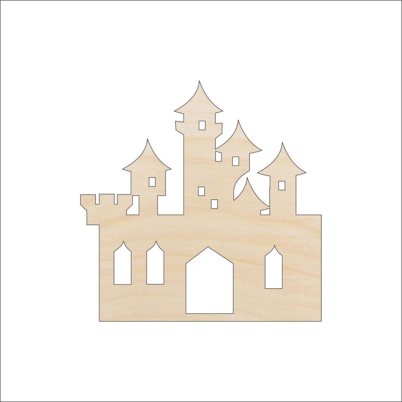 Castle Wood Craft Shape - Laser Cut Baltic Birch Unfinished DIY Wood Art Supplies BLD85 - The Wood Shape Store