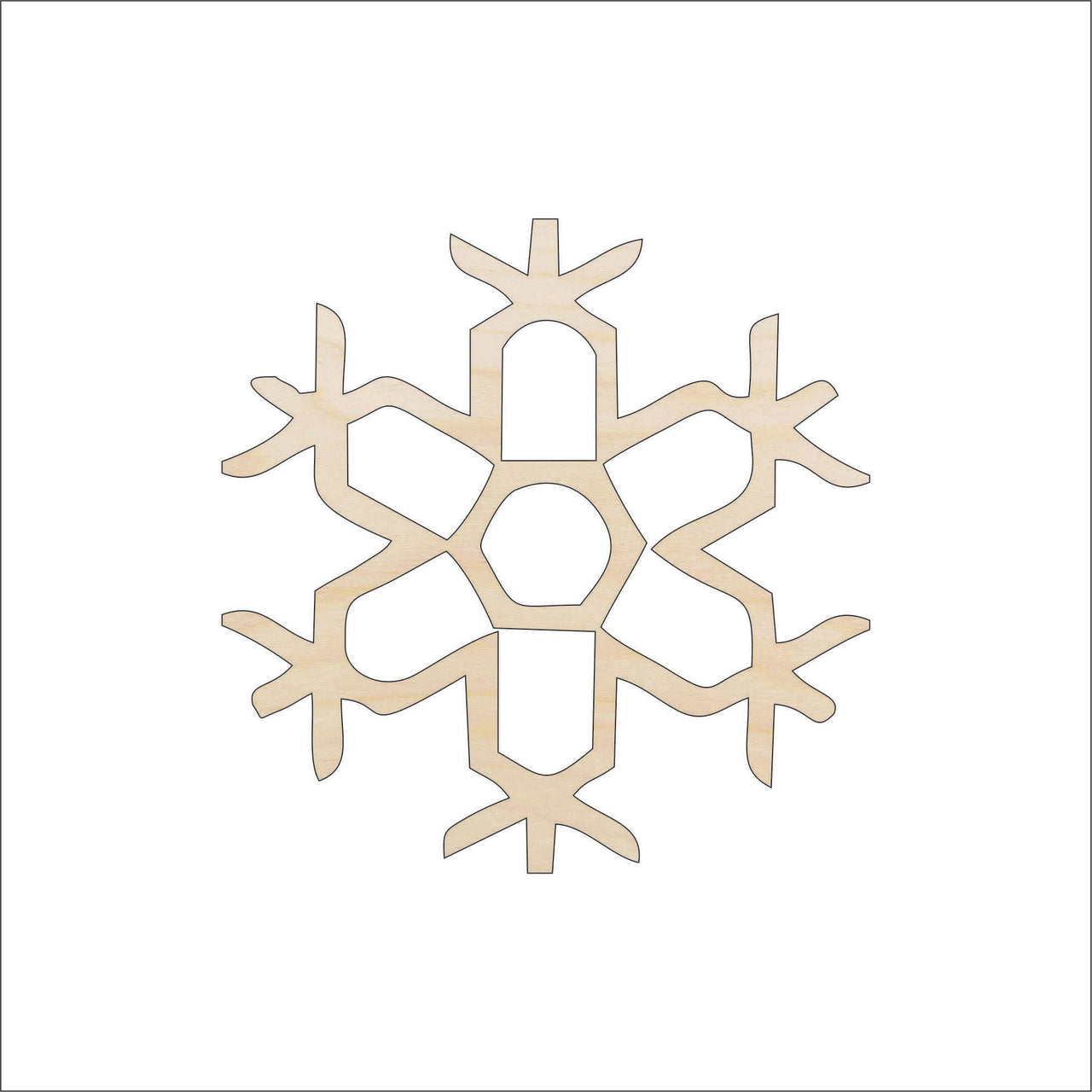 Snowflake Wood Craft Shape - Laser Cut Baltic Birch Unfinished DIY Wood Art Supplies SNW62 - The Wood Shape Store