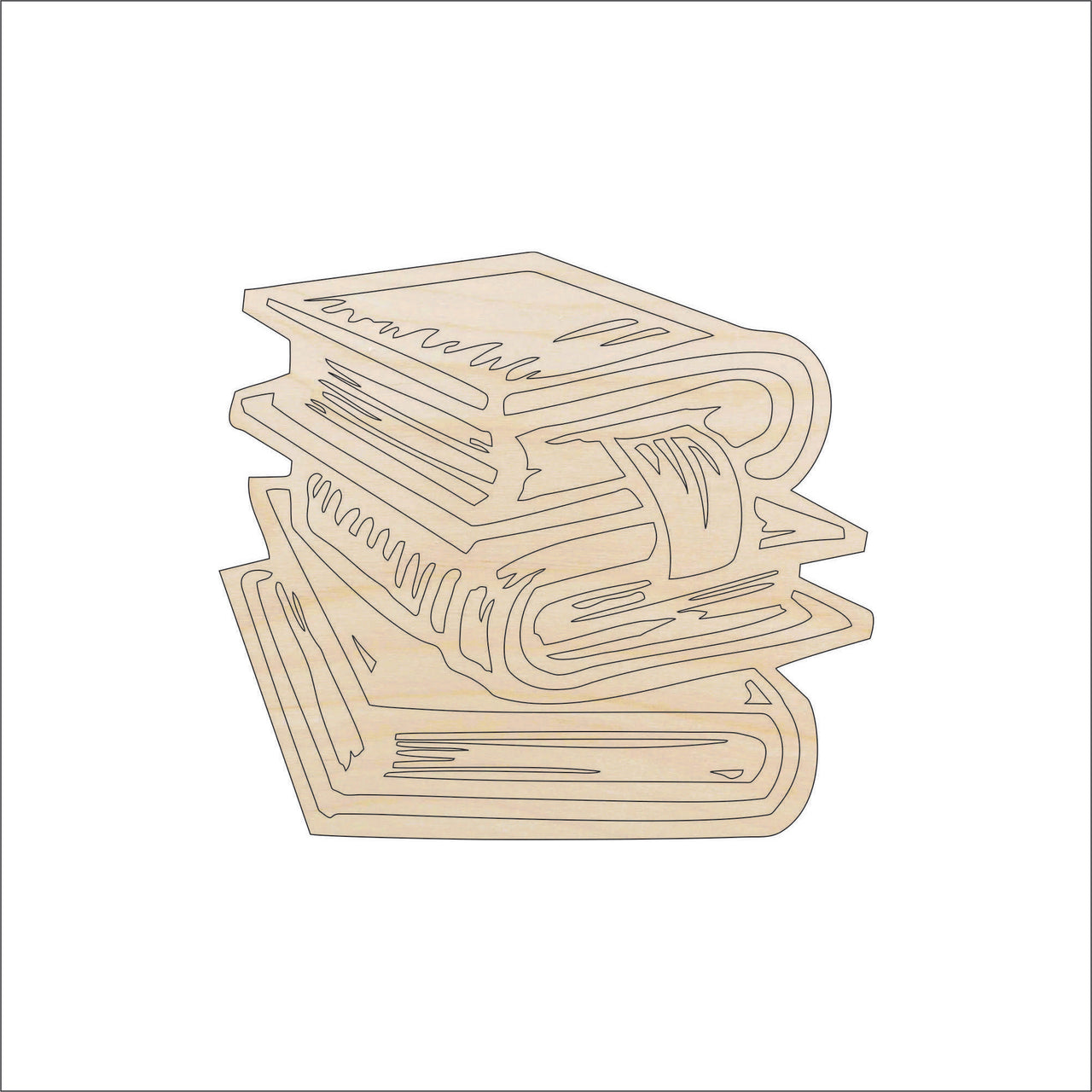 Books Wood Craft Shape - Laser Cut Baltic Birch Unfinished DIY Wood Art Supplies SCL1 - The Wood Shape Store