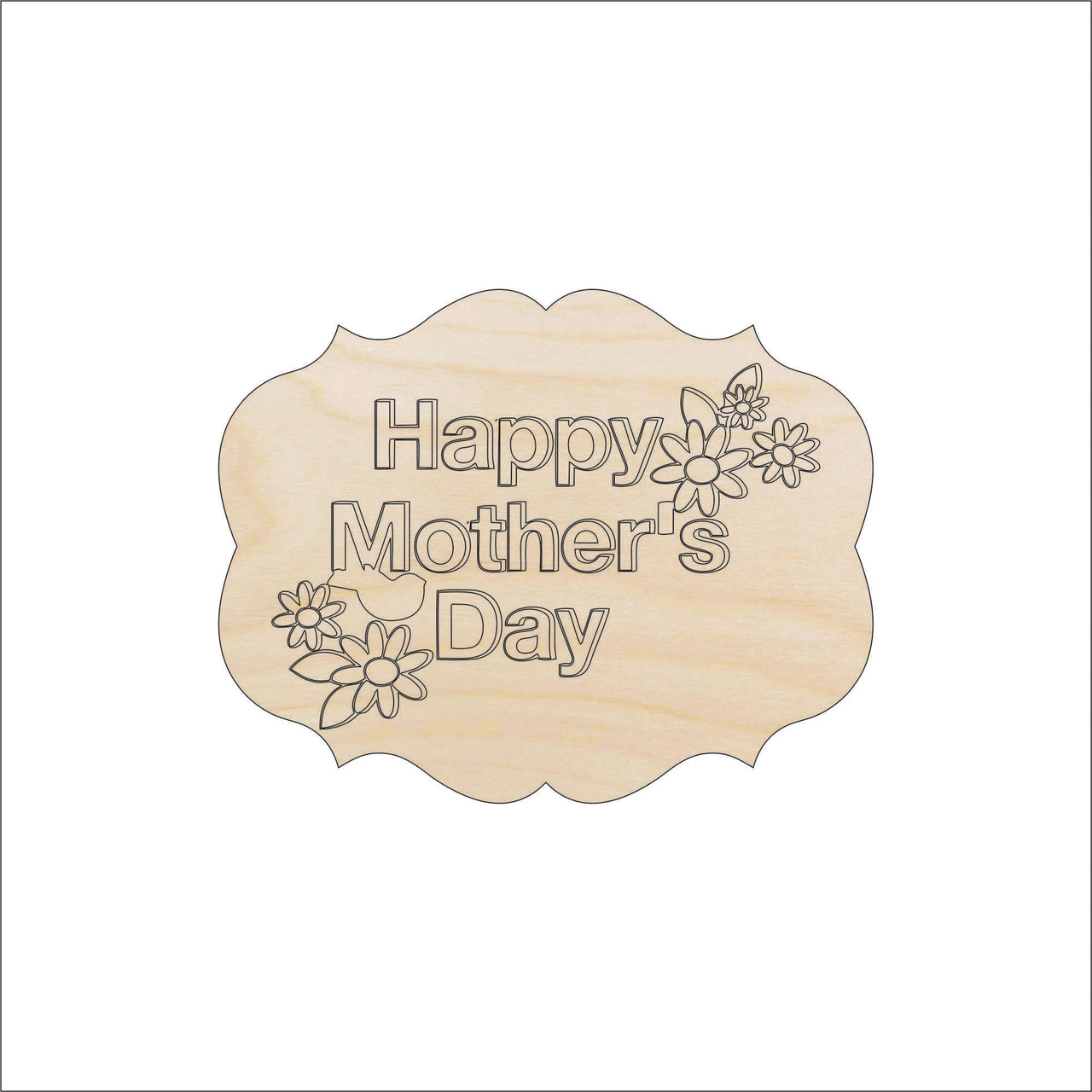 Mothers Day Wood Craft Shape - Laser Cut Baltic Birch Unfinished DIY Wood Art Supplies SGN119 - The Wood Shape Store