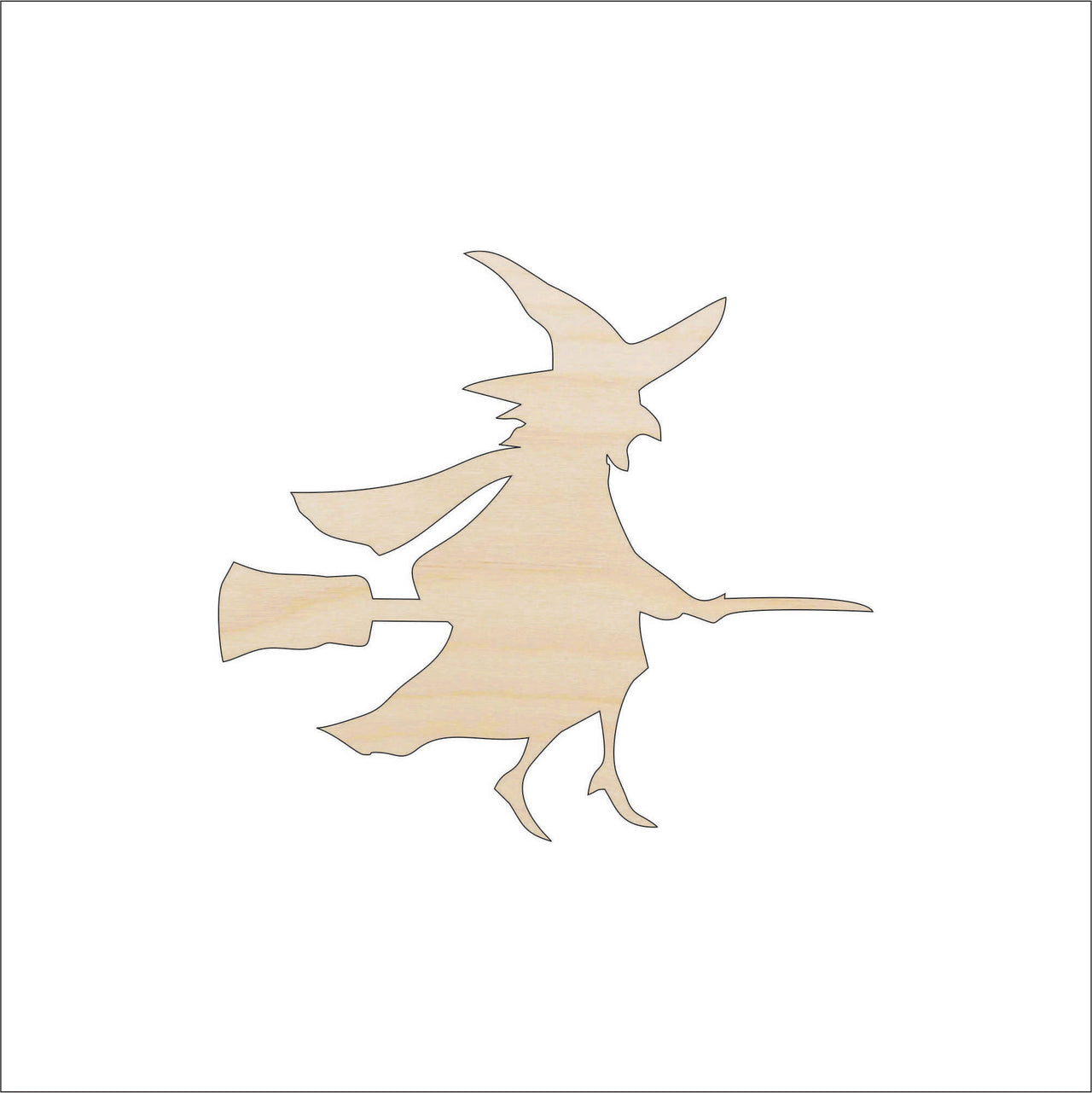 Flying Witch Wood Craft Shape - Laser Cut Baltic Birch Unfinished DIY Wood Art Supplies FAL148 - The Wood Shape Store