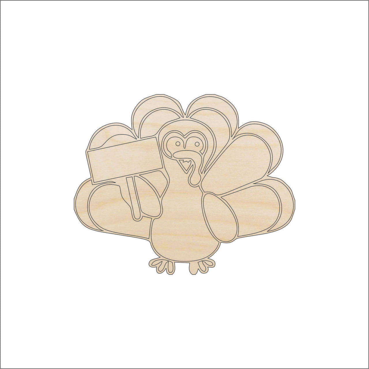 Turkey Wood Craft Shape - Laser Cut Baltic Birch Unfinished DIY Wood Art Supplies FAL181 - The Wood Shape Store