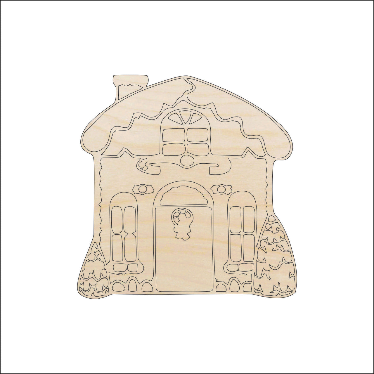 House Wood Craft Shape - Laser Cut Baltic Birch Unfinished DIY Wood Art Supplies XMS12 - The Wood Shape Store