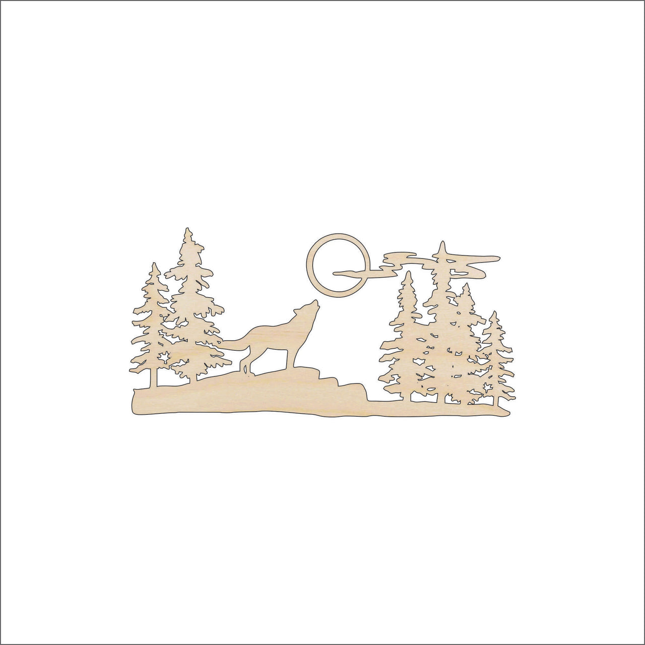 Howling Wolf Wood Craft Shape – Laser Cut Baltic Birch Unfinished DIY Art Supplies ANML72 - The Wood Shape Store