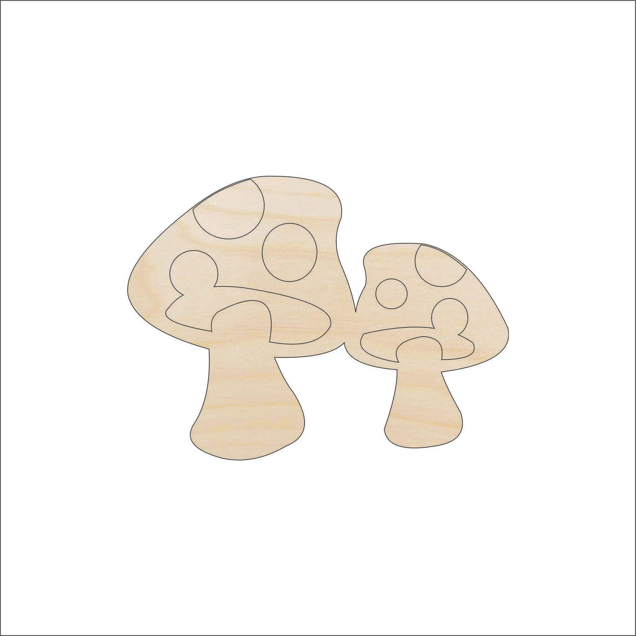 Mushrooms Wood Craft Shape - Laser Cut Baltic Birch Unfinished DIY Wood Art Supplies TRE9 - The Wood Shape Store