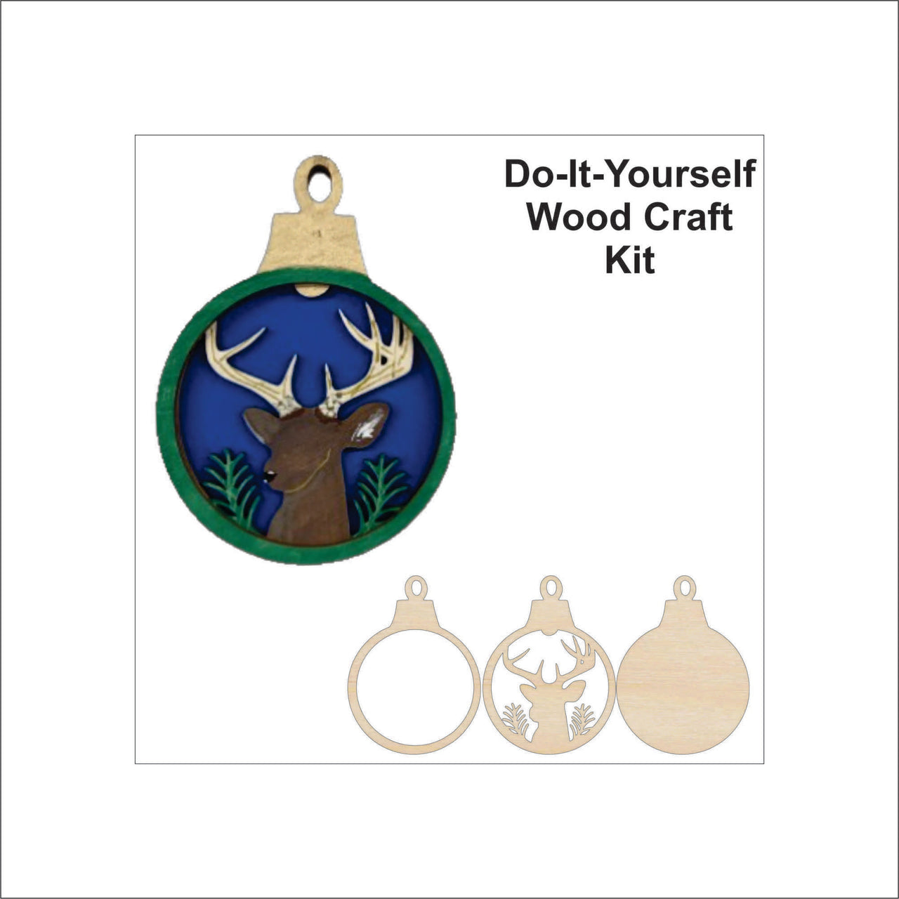 Deer 3D Laser Cut Ornament – Baltic Birch Wood Craft Supplies | DIY Wood Ornament Kit AN6 - The Wood Shape Store