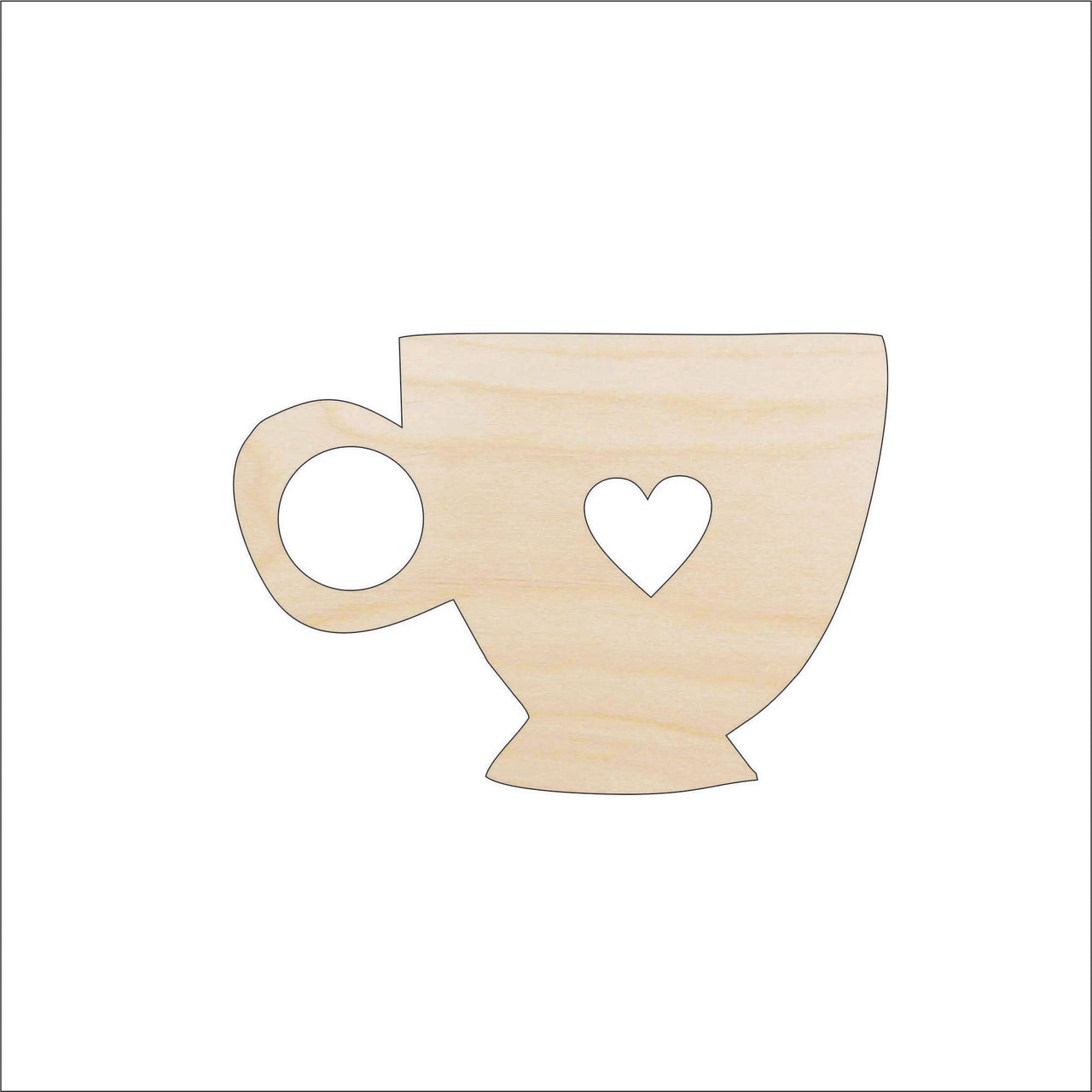 Teacup Wood Craft Shape - Laser Cut Baltic Birch Unfinished DIY Wood Art Supplies FOD141 - The Wood Shape Store