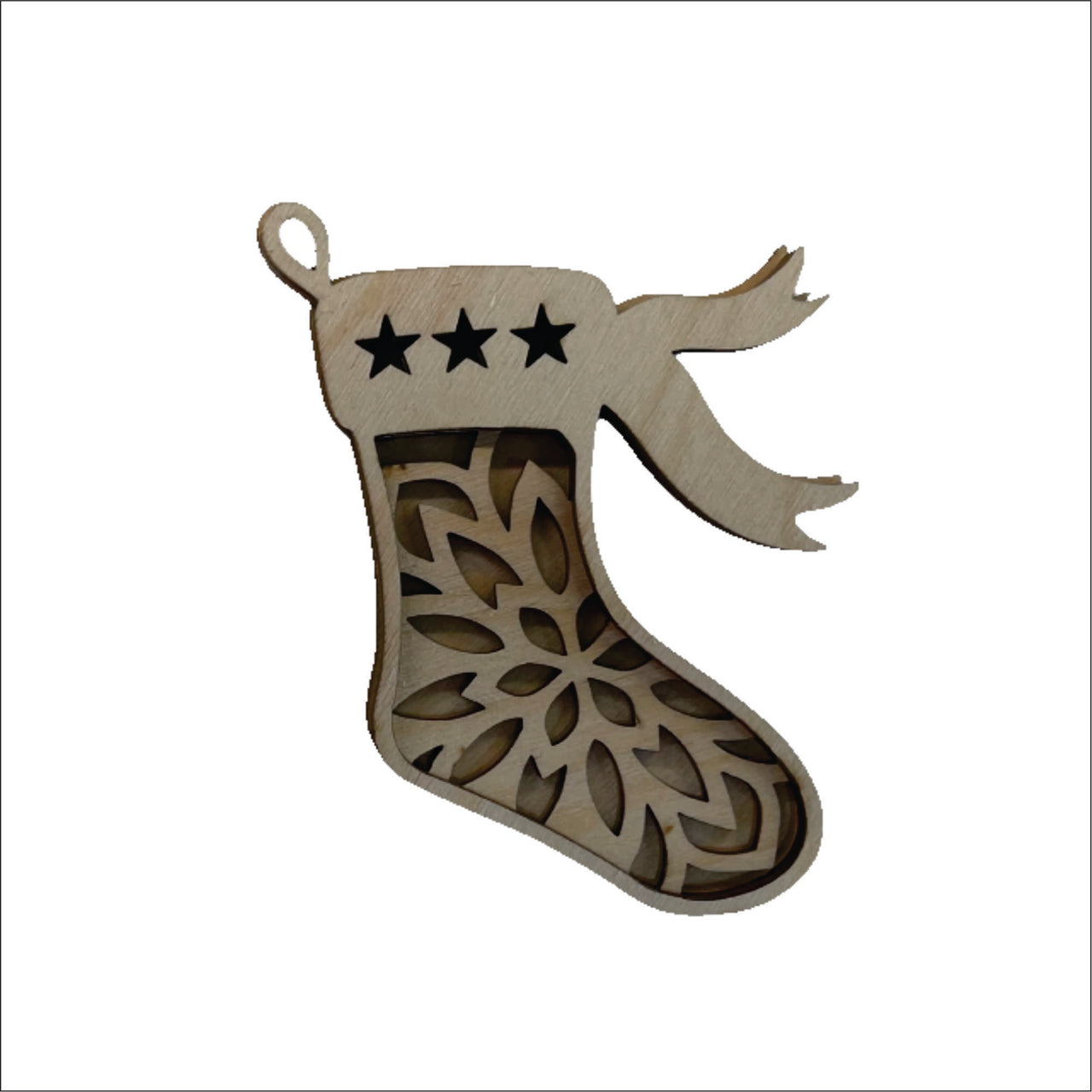 Stocking 3D Laser Cut Ornament – Baltic Birch Wood Craft Supplies | DIY Wood Ornament Kit XM44 - The Wood Shape Store