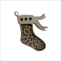 Stocking 3D Laser Cut Ornament – Baltic Birch Wood Craft Supplies | DIY Wood Ornament Kit XM44 - The Wood Shape Store
