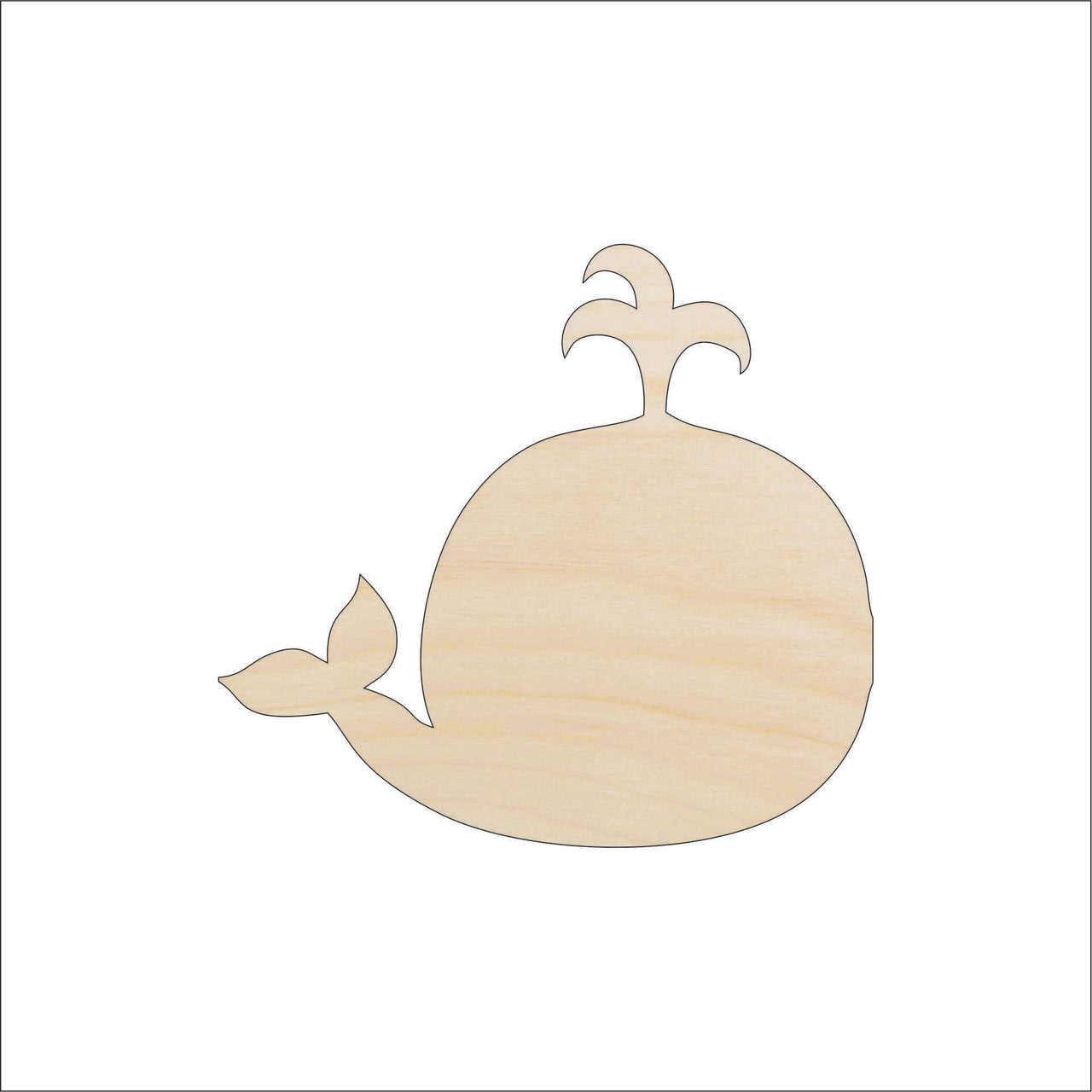 Whale Wood Craft Shape - Laser Cut Baltic Birch Unfinished DIY Wood Art Supplies SEA53 - The Wood Shape Store
