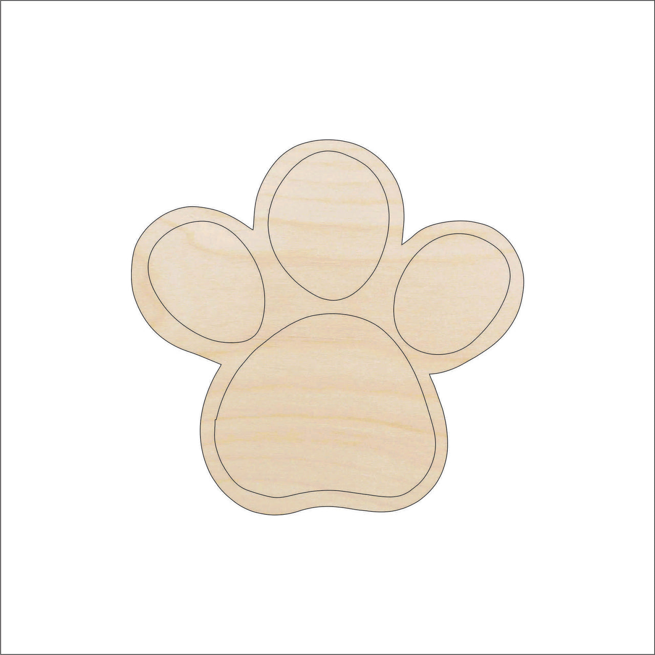 Dog Paw Wood Craft Shape - Laser Cut Baltic Birch Unfinished DIY Wood Art Supplies DOG135 - The Wood Shape Store