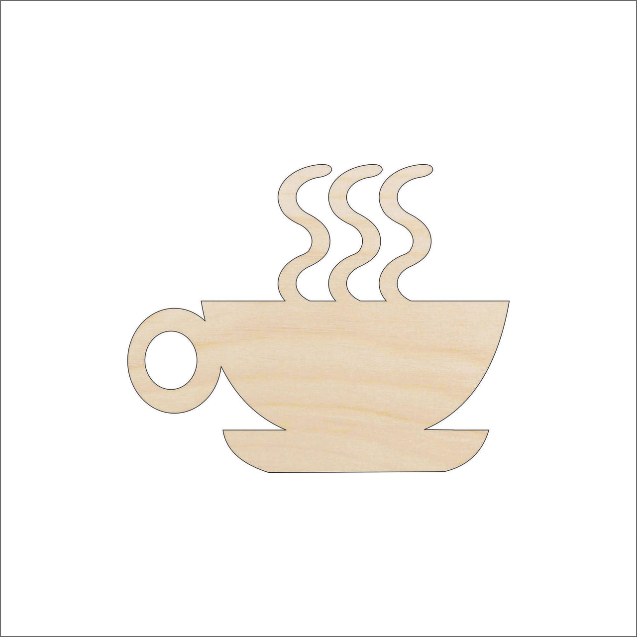 Coffee Wood Craft Shape - Laser Cut Baltic Birch Unfinished DIY Wood Art Supplies FOD114 - The Wood Shape Store