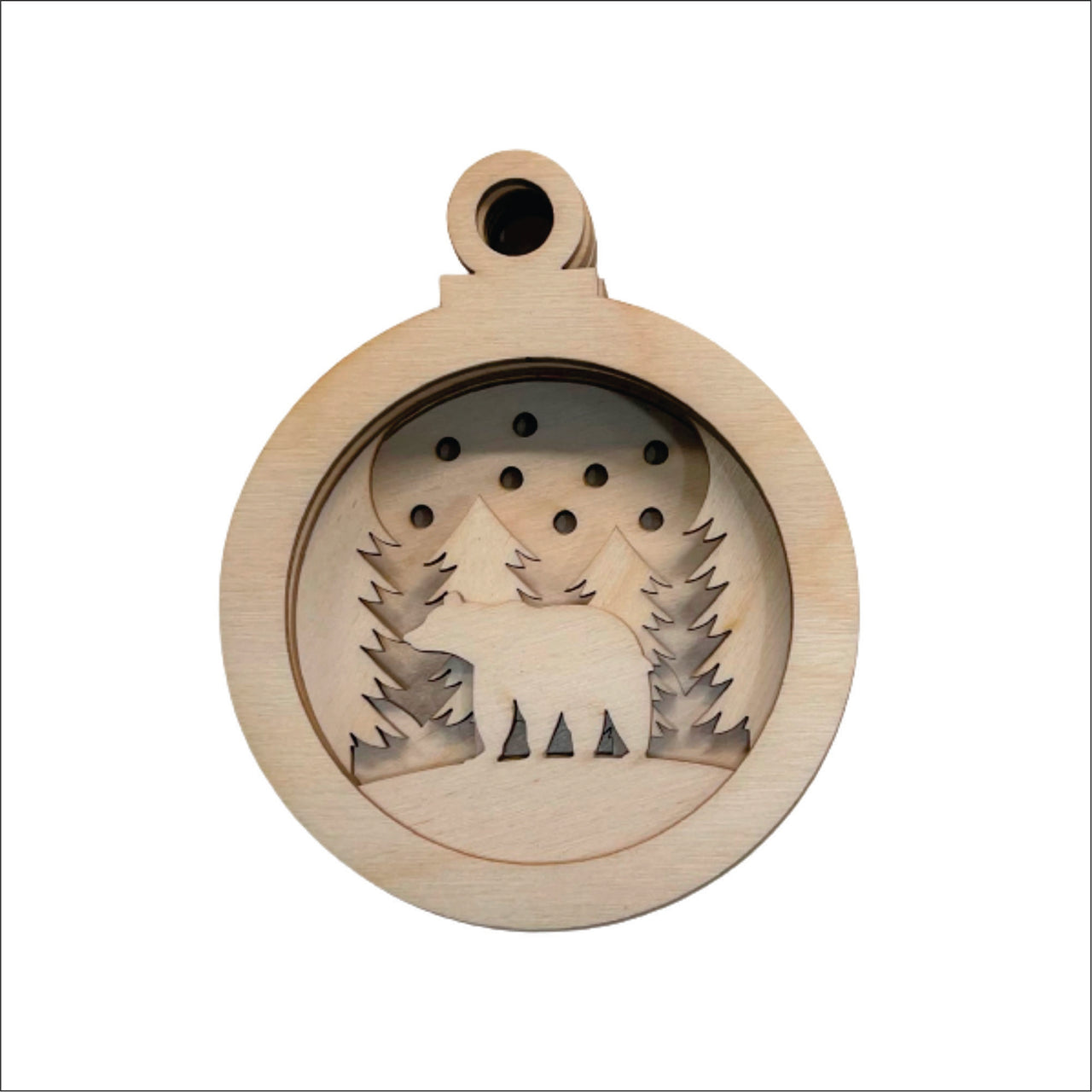 Polar Bear Wood Craft Ornament – Laser Cut Baltic Birch Unfinished DIY Art Supplies Kit AN37 - The Wood Shape Store