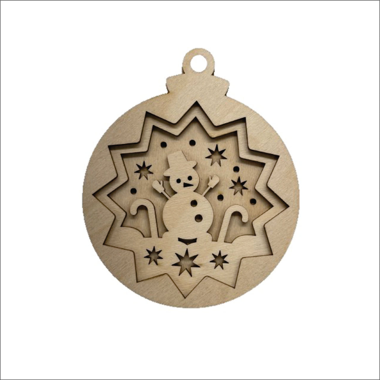 Snowman 3D Laser Cut Ornament – Baltic Birch Wood Craft Supplies | DIY Wood Ornament Kit XM70 - The Wood Shape Store