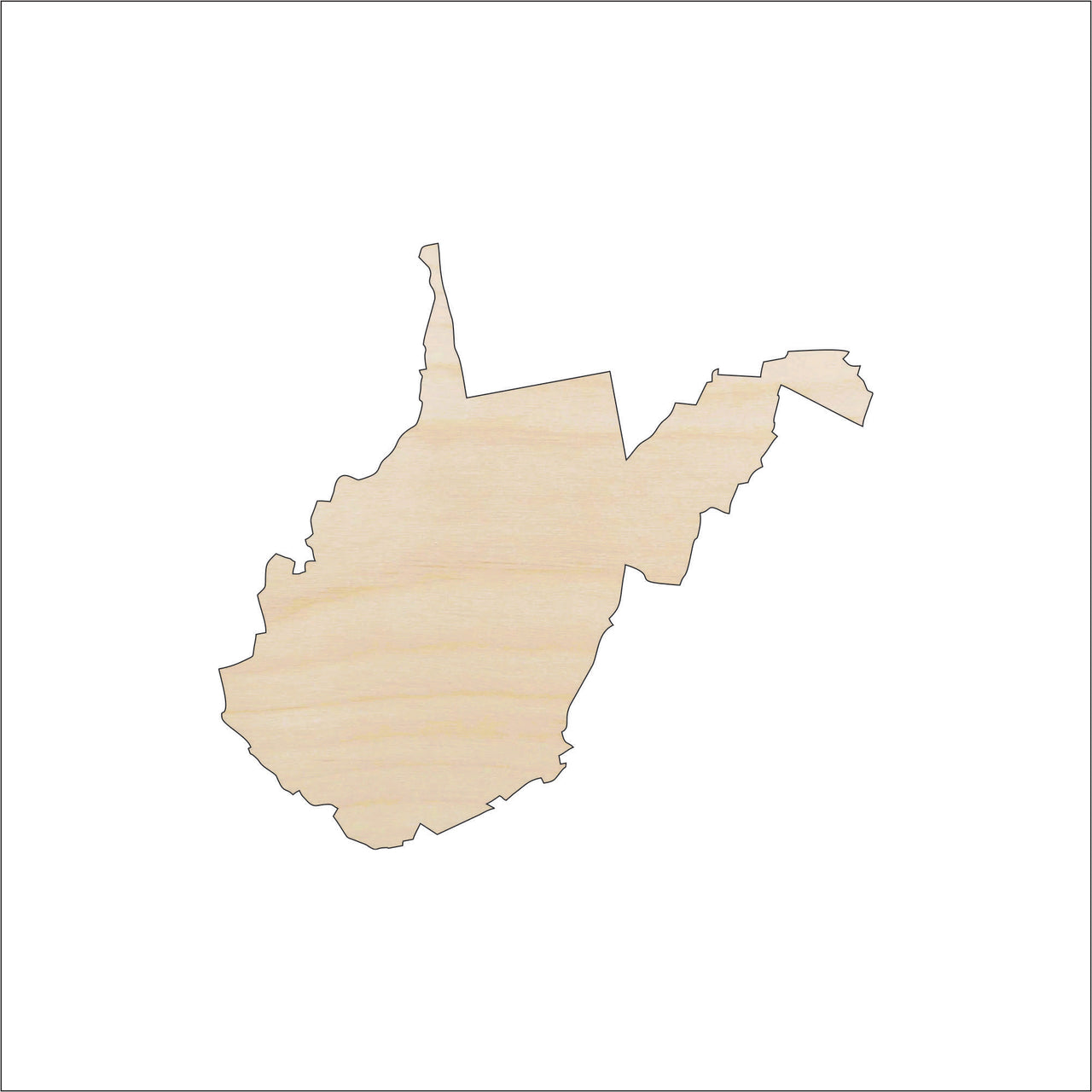 W Virginia Wood Craft Shape - Laser Cut Baltic Birch Unfinished DIY Wood Art Supplies STAT96 - The Wood Shape Store