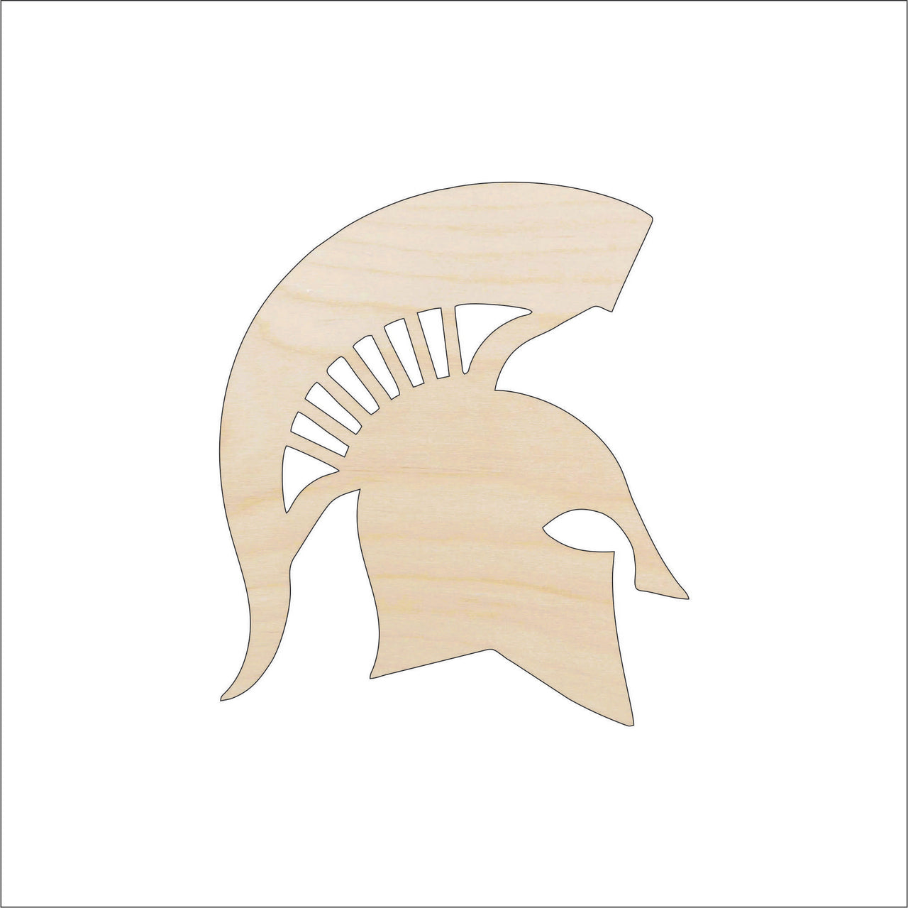 Trojan Helmet Wood Craft Shape - Laser Cut Baltic Birch Unfinished DIY Wood Art Supplies MSK2 - The Wood Shape Store