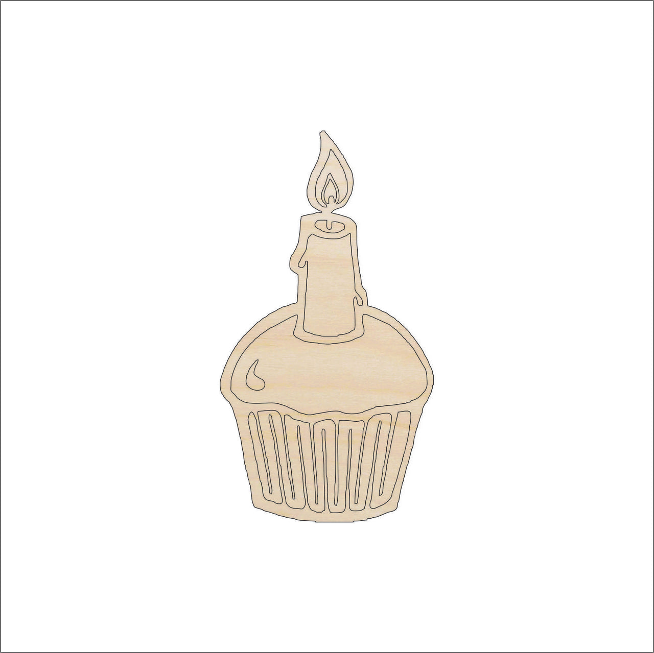 Cupcake Wood Craft Shape - Laser Cut Baltic Birch Unfinished DIY Wood Art Supplies FOD52 - The Wood Shape Store