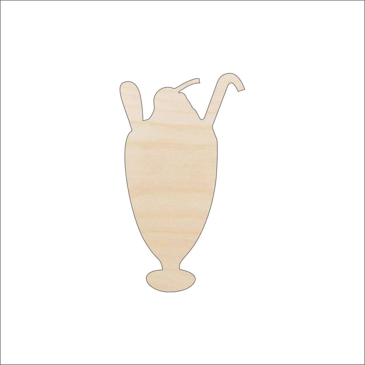 Ice Cream Wood Craft Shape - Laser Cut Baltic Birch Unfinished DIY Wood Art Supplies FOD151 - The Wood Shape Store