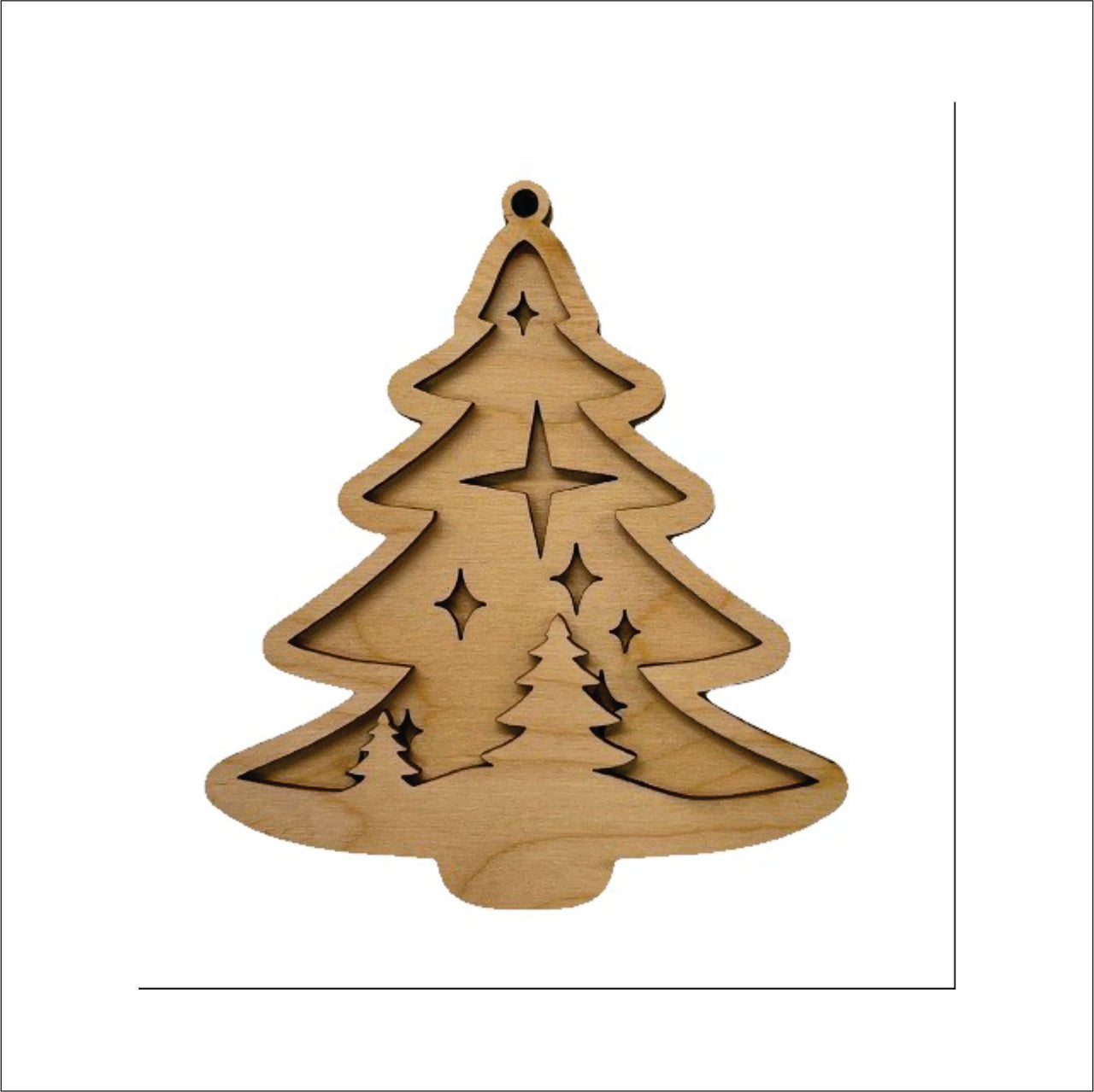 Tree 3D Laser Cut Ornament – Baltic Birch Wood Craft Supplies | DIY Wood Ornament Kit XM48 - The Wood Shape Store