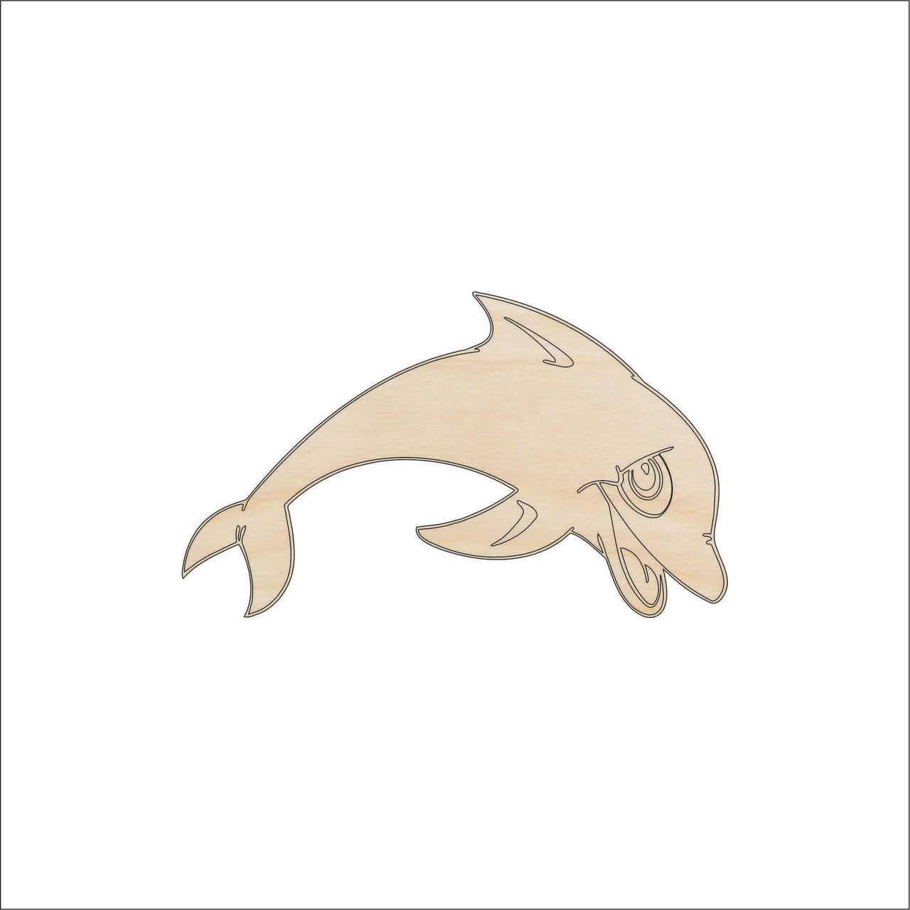 Dolphin Wood Craft Shape - Laser Cut Baltic Birch Unfinished DIY Wood Art Supplies SEA79 - The Wood Shape Store