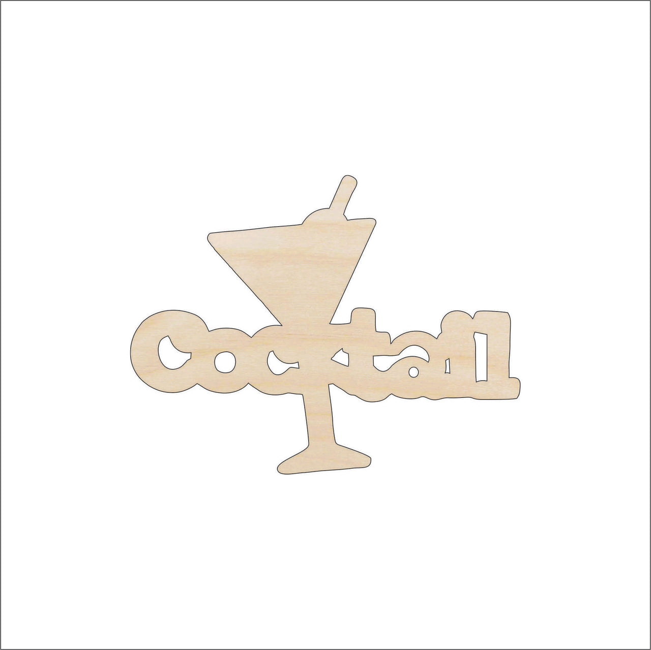 Cocktail Wood Craft Shape - Laser Cut Baltic Birch Unfinished DIY Wood Art Supplies FOD45 - The Wood Shape Store