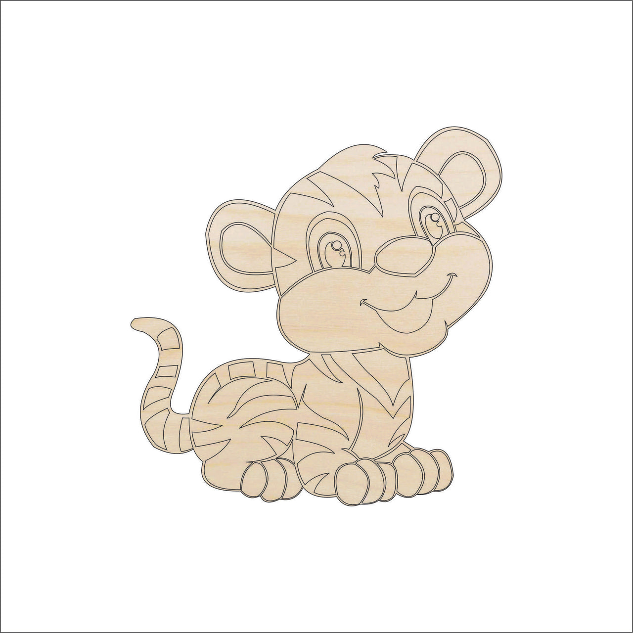 Tiger Wood Craft Shape - Laser Cut Baltic Birch Unfinished DIY Wood Art Supplies CAT38 - The Wood Shape Store