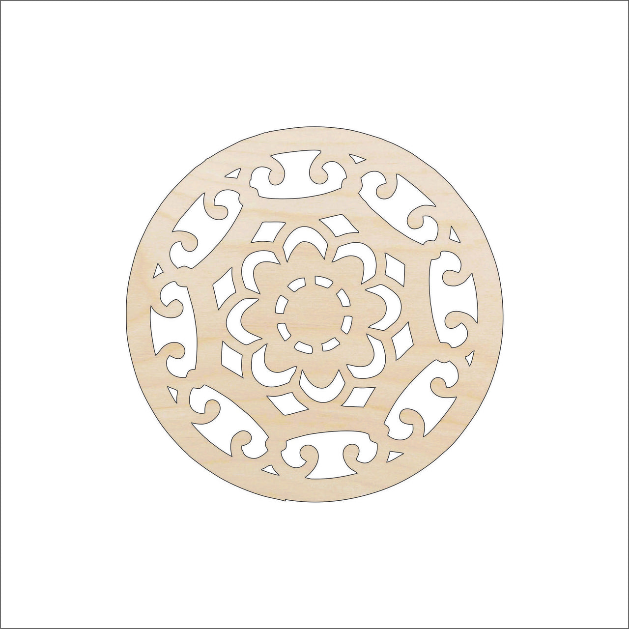 Flower Design Wood Craft Shape - Laser Cut Baltic Birch Unfinished DIY Wood Art Supplies CSTR16 - The Wood Shape Store