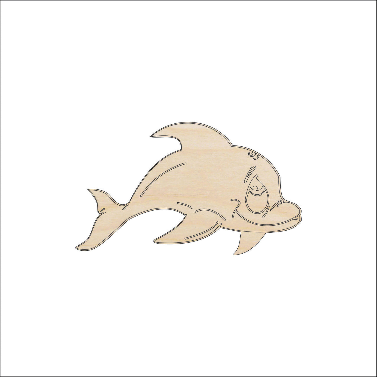 Dolphin Wood Craft Shape - Laser Cut Baltic Birch Unfinished DIY Wood Art Supplies SEA76 - The Wood Shape Store