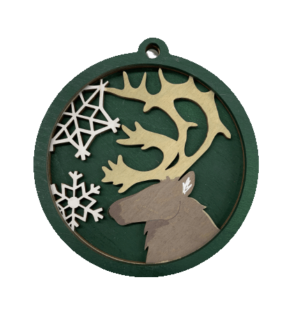 Deer 3D Laser Cut Ornament – Baltic Birch Wood Craft Supplies | DIY Wood Ornament Kit AN3 - The Wood Shape Store