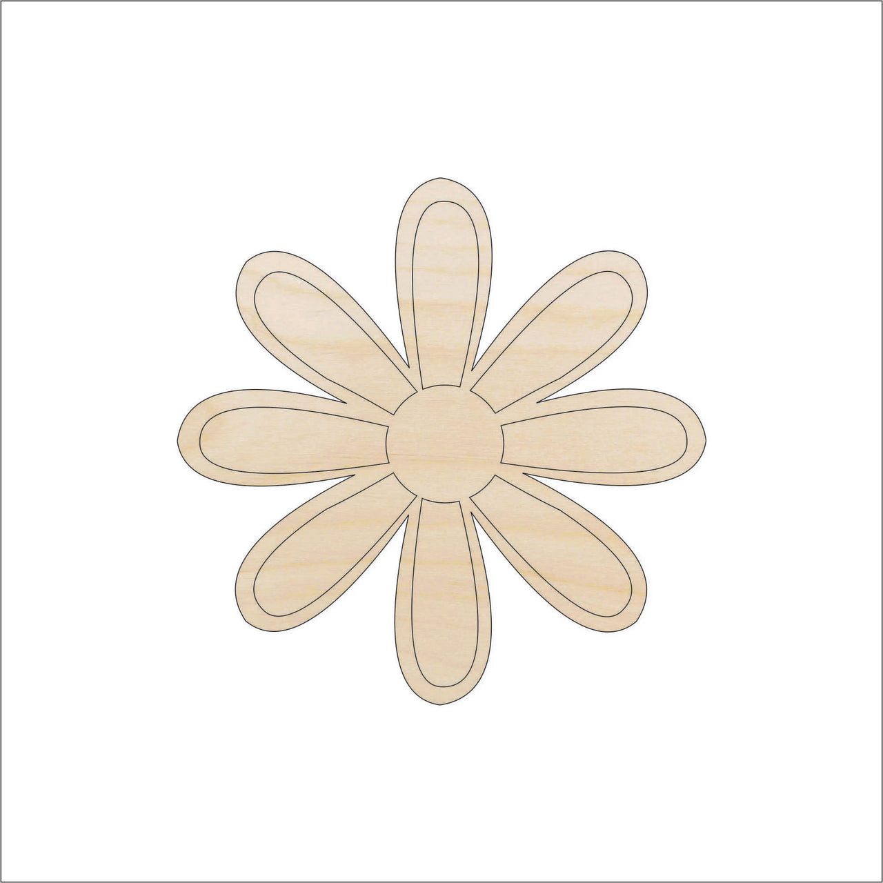Flower Wood Craft Shape - Laser Cut Baltic Birch Unfinished DIY Wood Art Supplies FLR58 - The Wood Shape Store