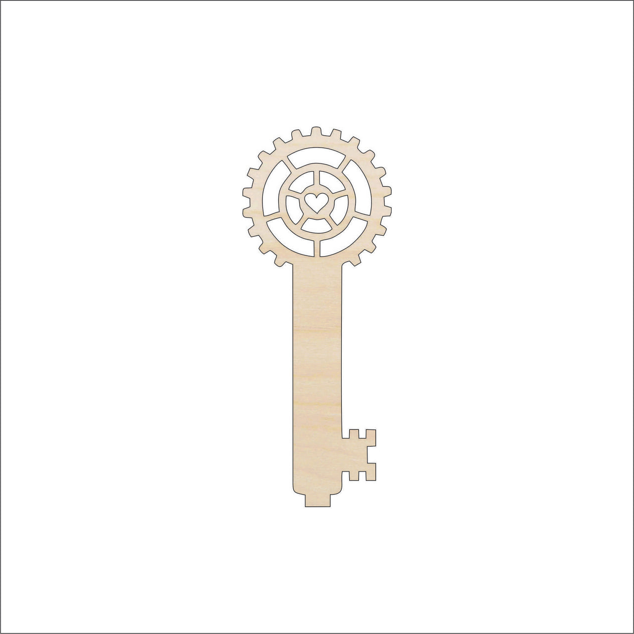 Key Wood Craft Shape - Laser Cut Baltic Birch Unfinished DIY Wood Art Supplies KEY16 - The Wood Shape Store