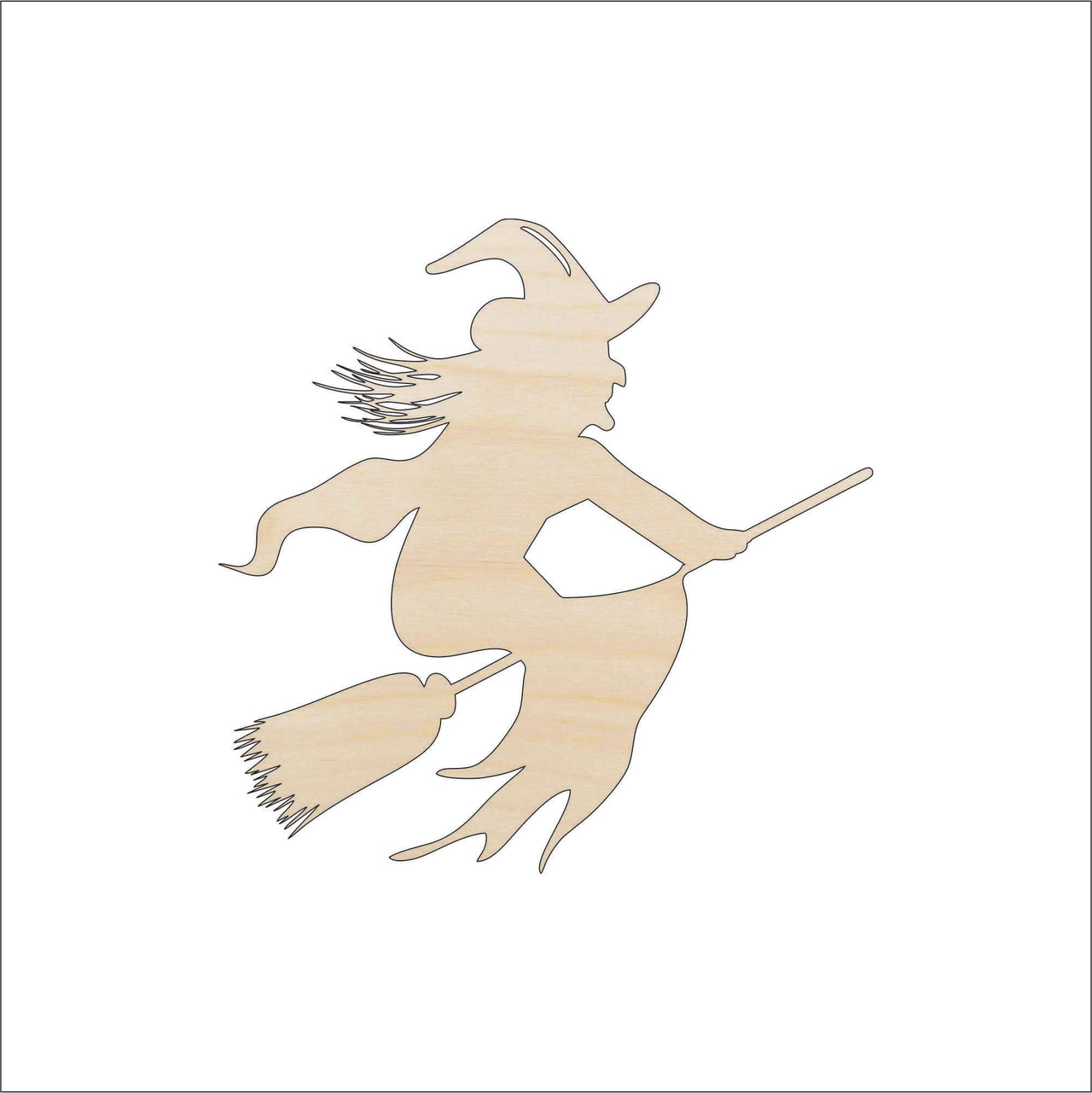 Witch Wood Craft Shape - Laser Cut Baltic Birch Unfinished DIY Wood Art Supplies FAL216 - The Wood Shape Store