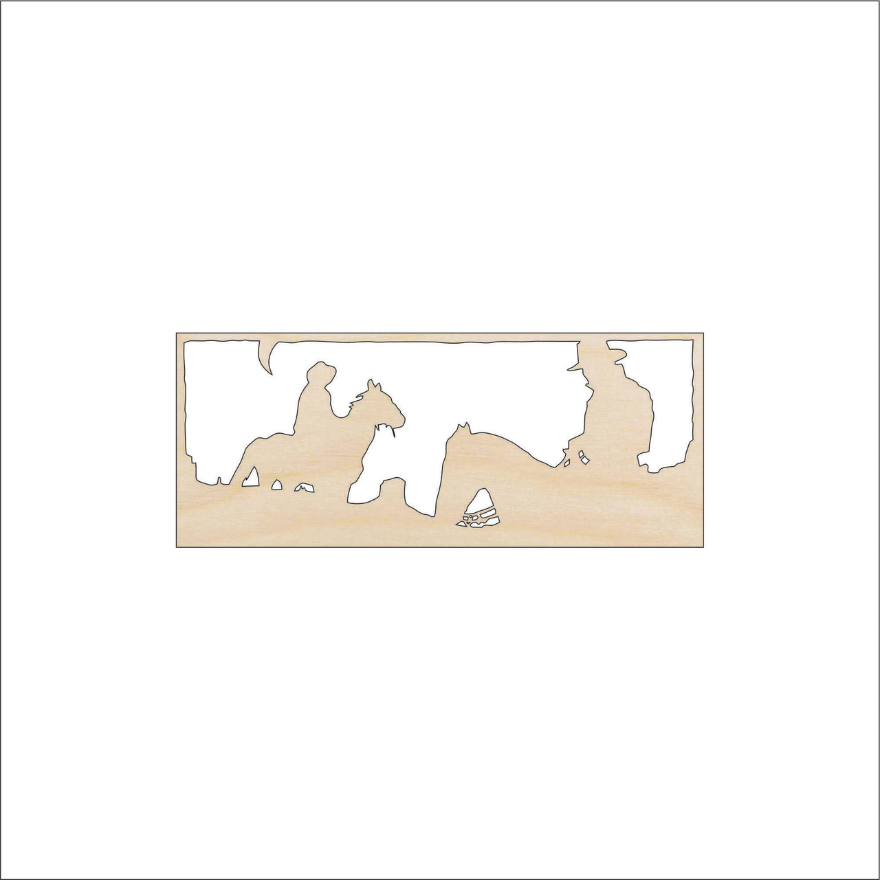 Cowboy Scene Wood Craft Shape - Laser Cut Baltic Birch Unfinished DIY Wood Art Supplies HRS64 - The Wood Shape Store
