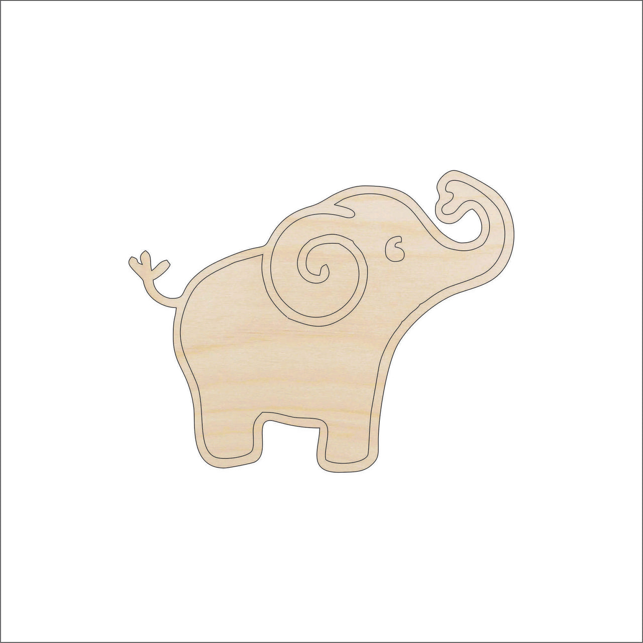 Elephant Wood Craft Shape Laser Cut Baltic Birch Unfinished DIY Wood Art Supplies ELE32 - The Wood Shape Store