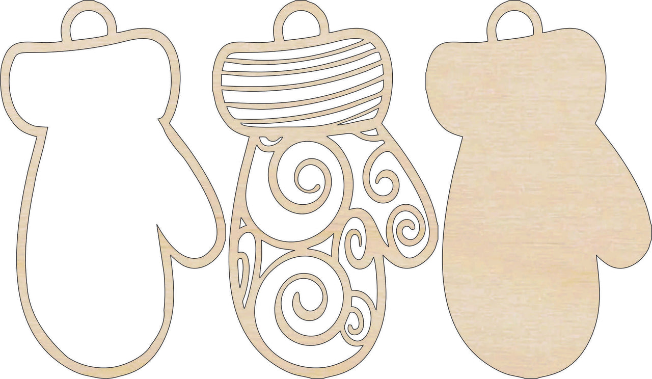 Mitten 3D Laser Cut Ornament – Baltic Birch Wood Craft Supplies | DIY Wood Ornament Kit XM47 - The Wood Shape Store