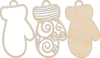 Mitten 3D Laser Cut Ornament – Baltic Birch Wood Craft Supplies | DIY Wood Ornament Kit XM47 - The Wood Shape Store