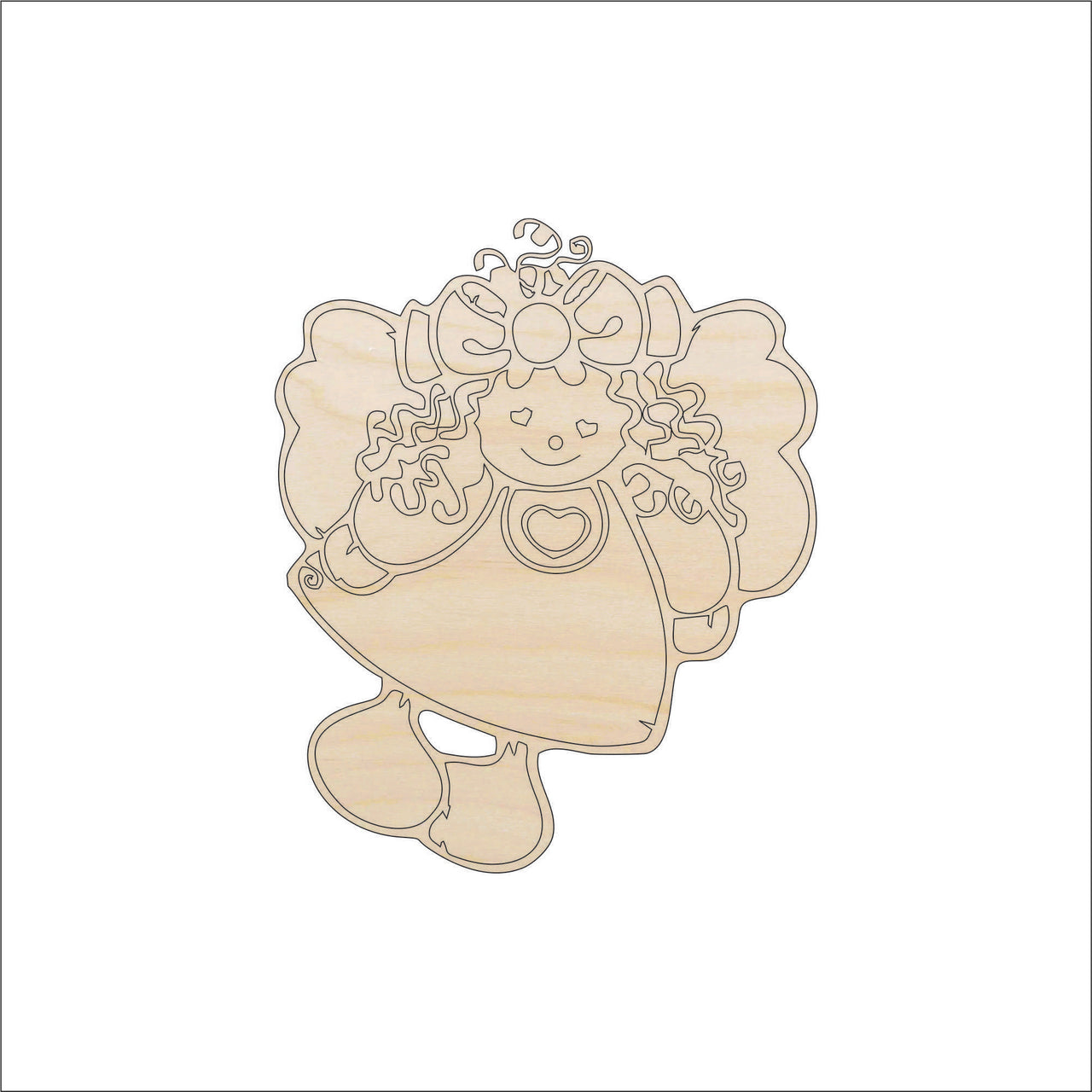 Angel Wood Craft Shape - Laser Cut Baltic Birch Unfinished DIY Wood Art Supplies XMS16 - The Wood Shape Store