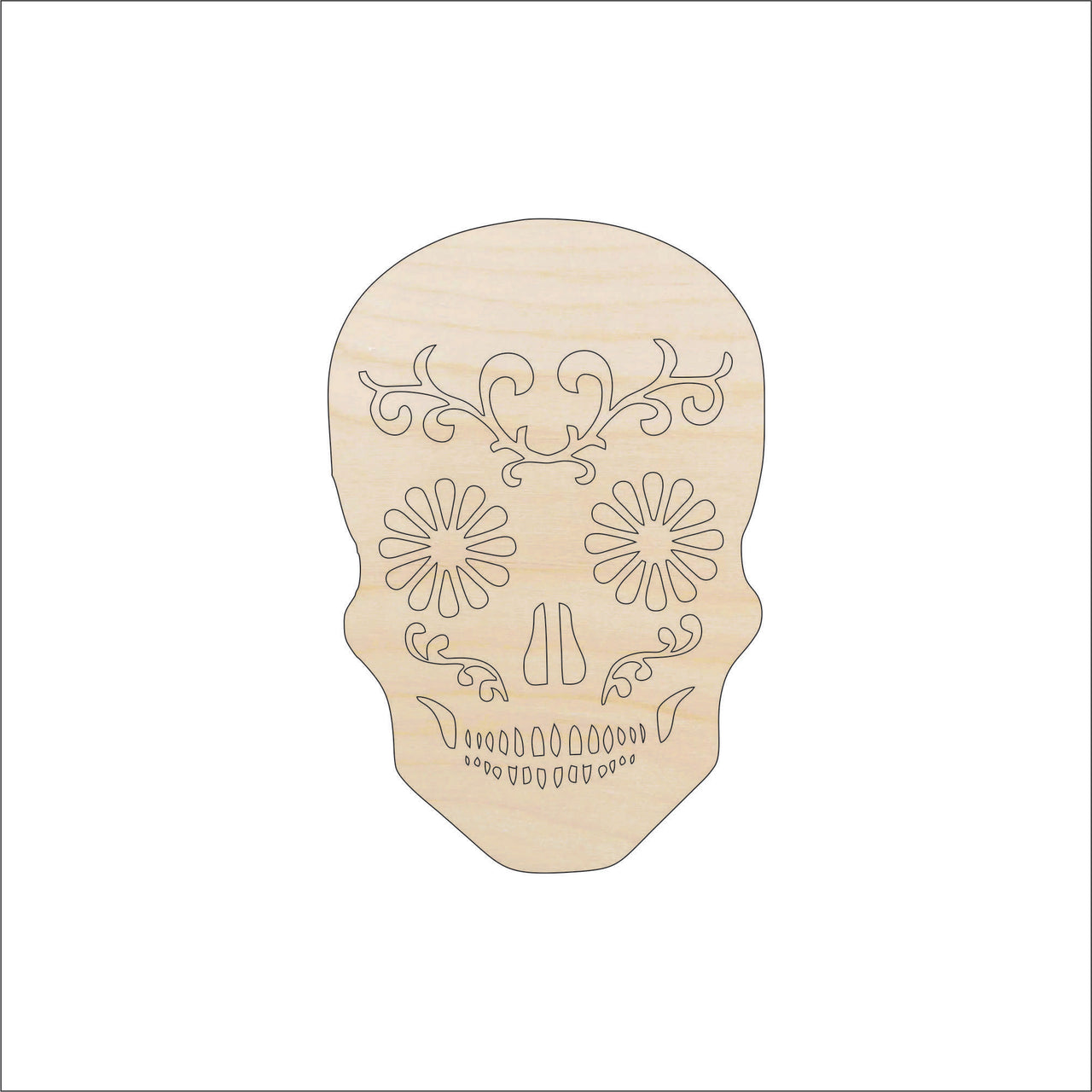 Skull Wood Craft Shape – Laser Cut Baltic Birch Unfinished DIY Art Supplies SKL30 - The Wood Shape Store
