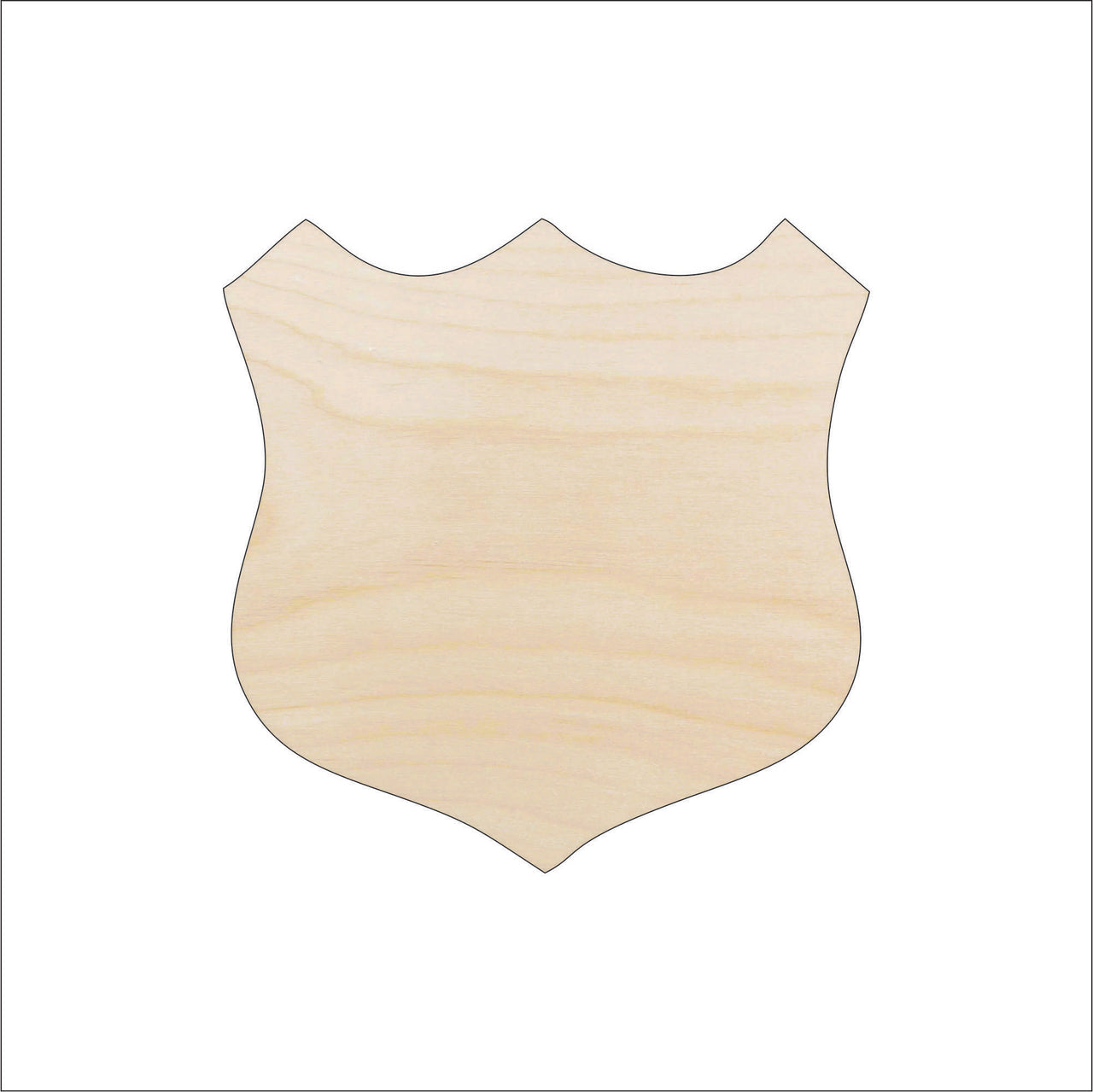 Badge Shield Wood Craft Shape – Laser Cut Baltic Birch Unfinished DIY Wood Art Supplies BDG8 - The Wood Shape Store