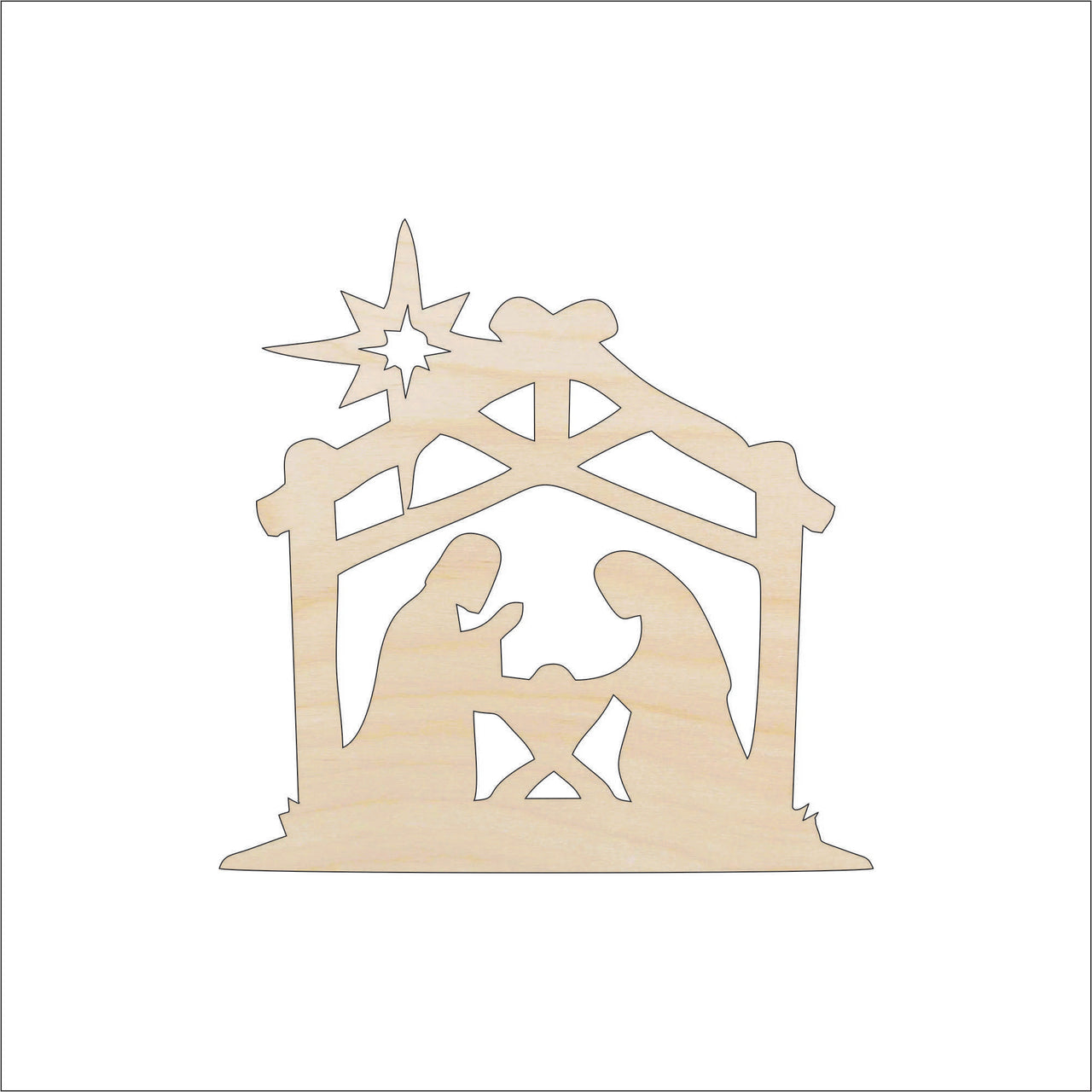 Nativity Wood Craft Shape - Laser Cut Baltic Birch Unfinished DIY Wood Art Supplies XMS152 - The Wood Shape Store