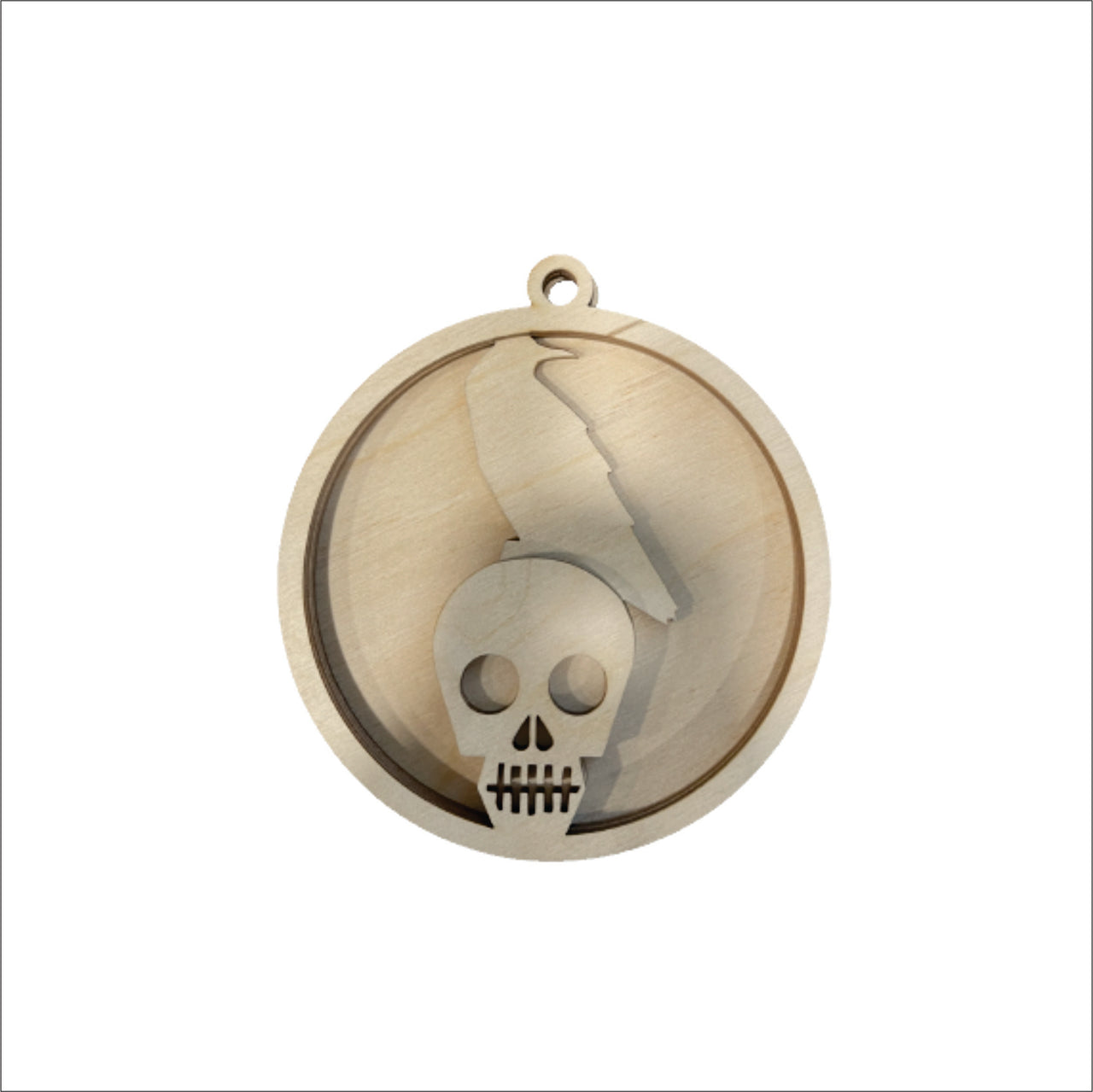 Skull 3D Laser Cut Ornament – Baltic Birch Wood Craft Supplies | DIY Wood Ornament Kit HA15 - The Wood Shape Store
